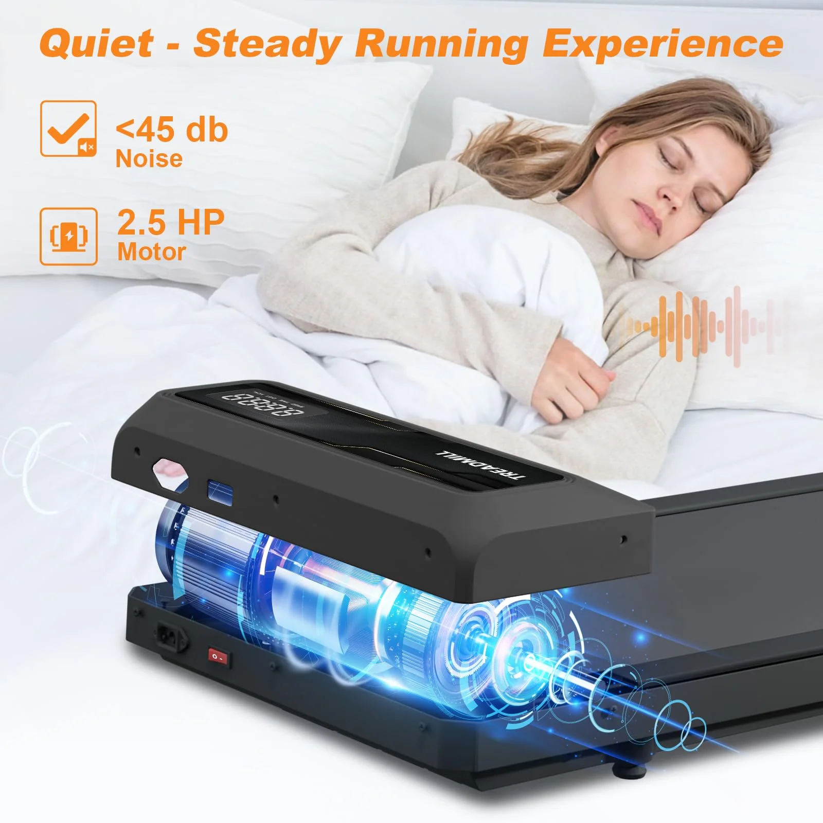 Chiccushion Walking Pad Treadmill Under Desk with Handle for Home, 2.5HP Portable Walking Treadmill with Remote Control, 300 Lbs Capacity, LED Display