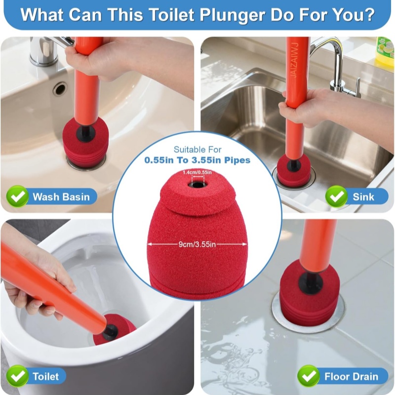 High-Pressure Plunger for Toilets & Drains