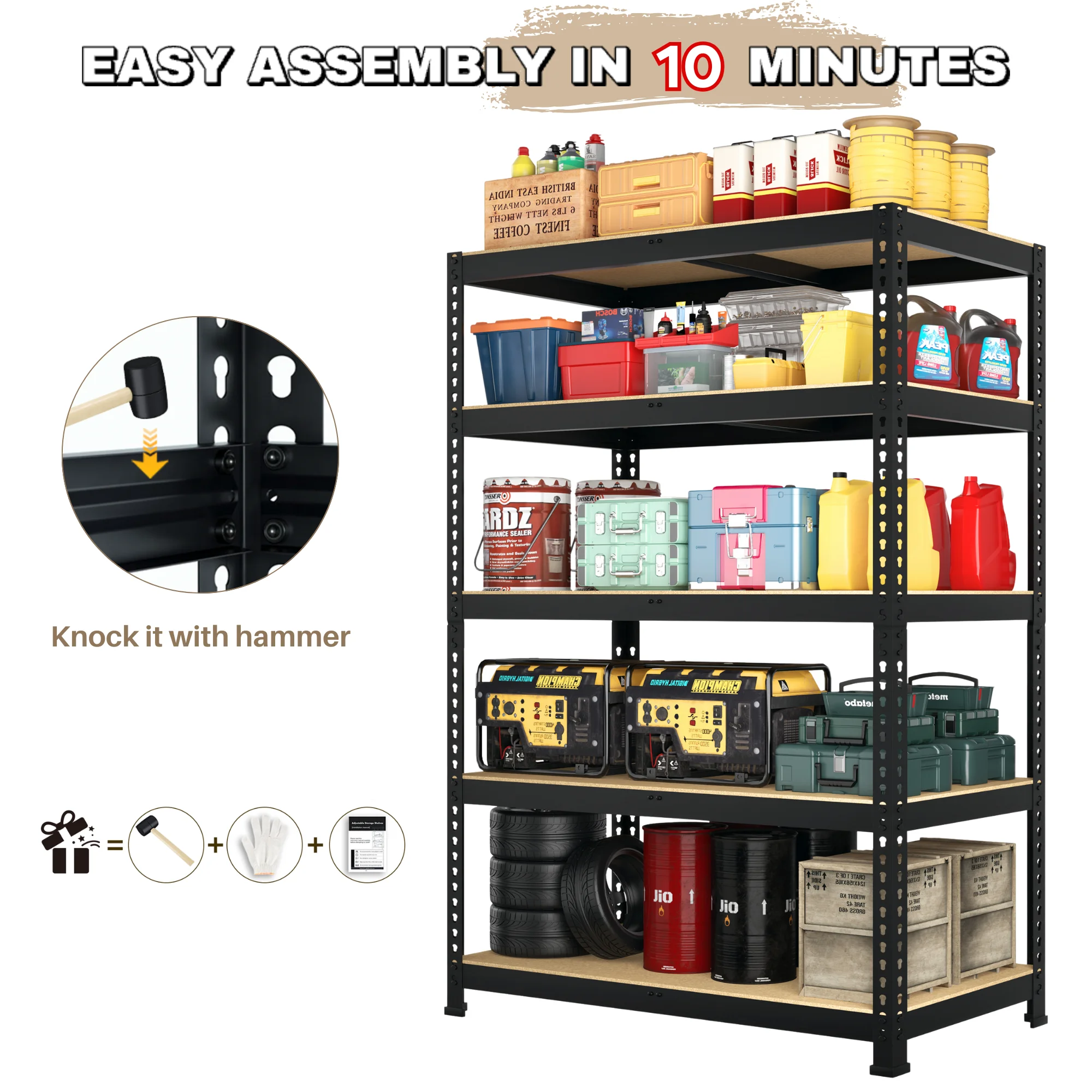 Prilinex Storage Shelves Garage Shelving Units 5 Tier Metal Heavy Duty Adjustable Shelf Rack 40