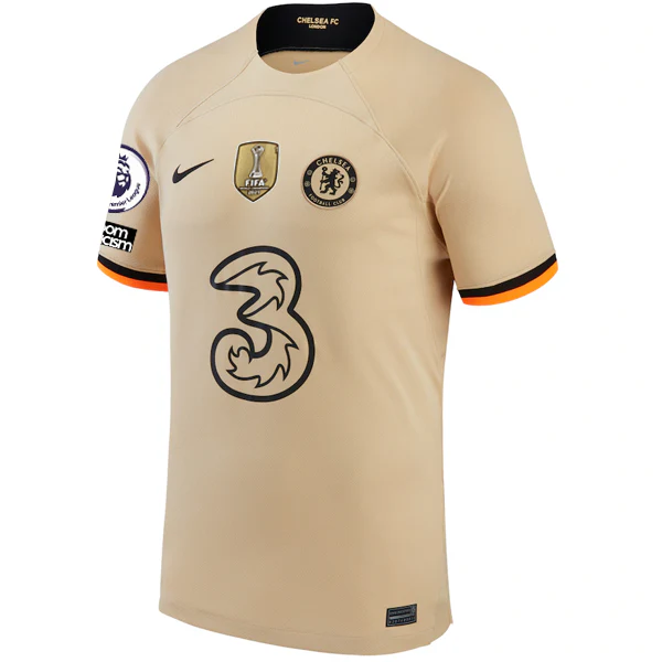 Nike Chelsea Christian Pulisic Third Jersey w/ EPL + No Room For Racism + Club World Cup Patches 22/23 (Sesame/Black)
