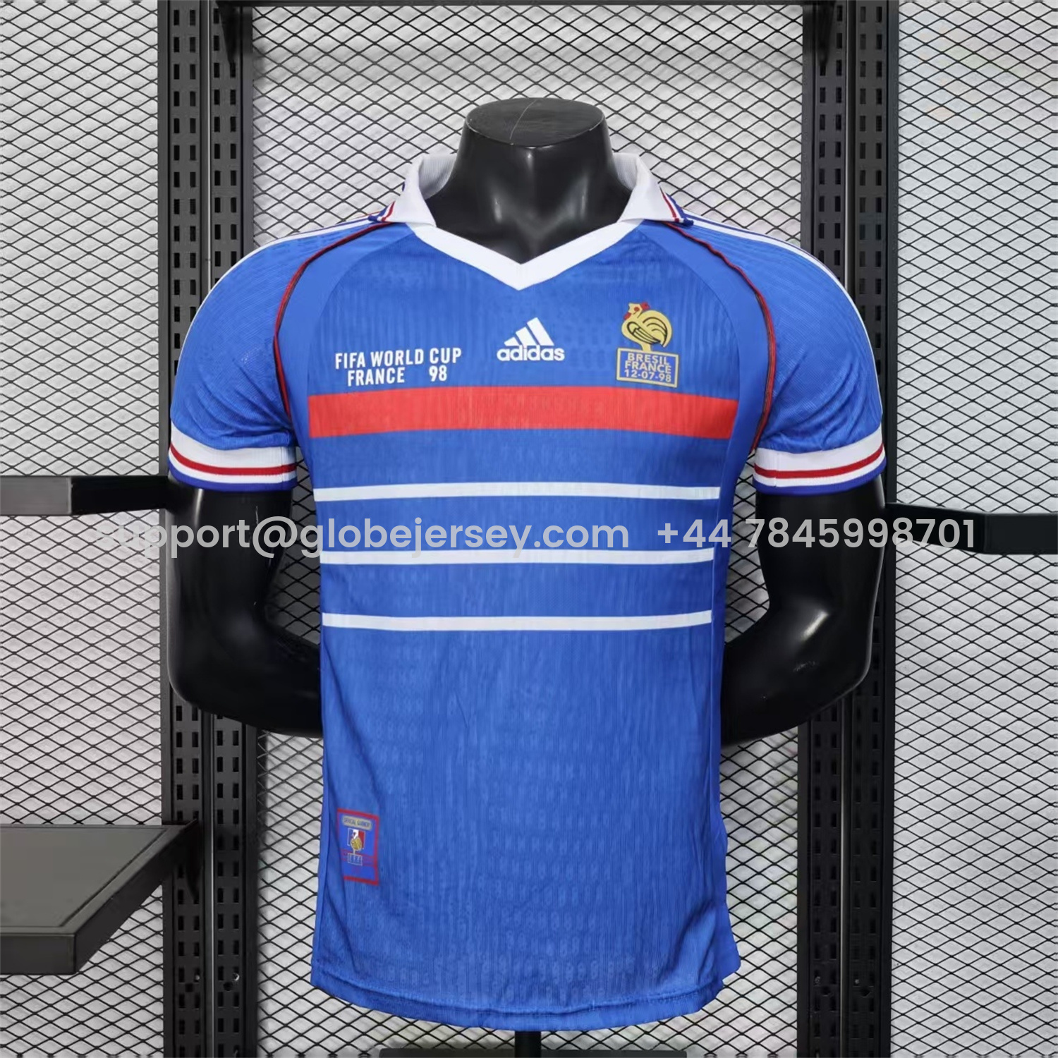 Retro France 1998 Home Blue Jersey - Player Version