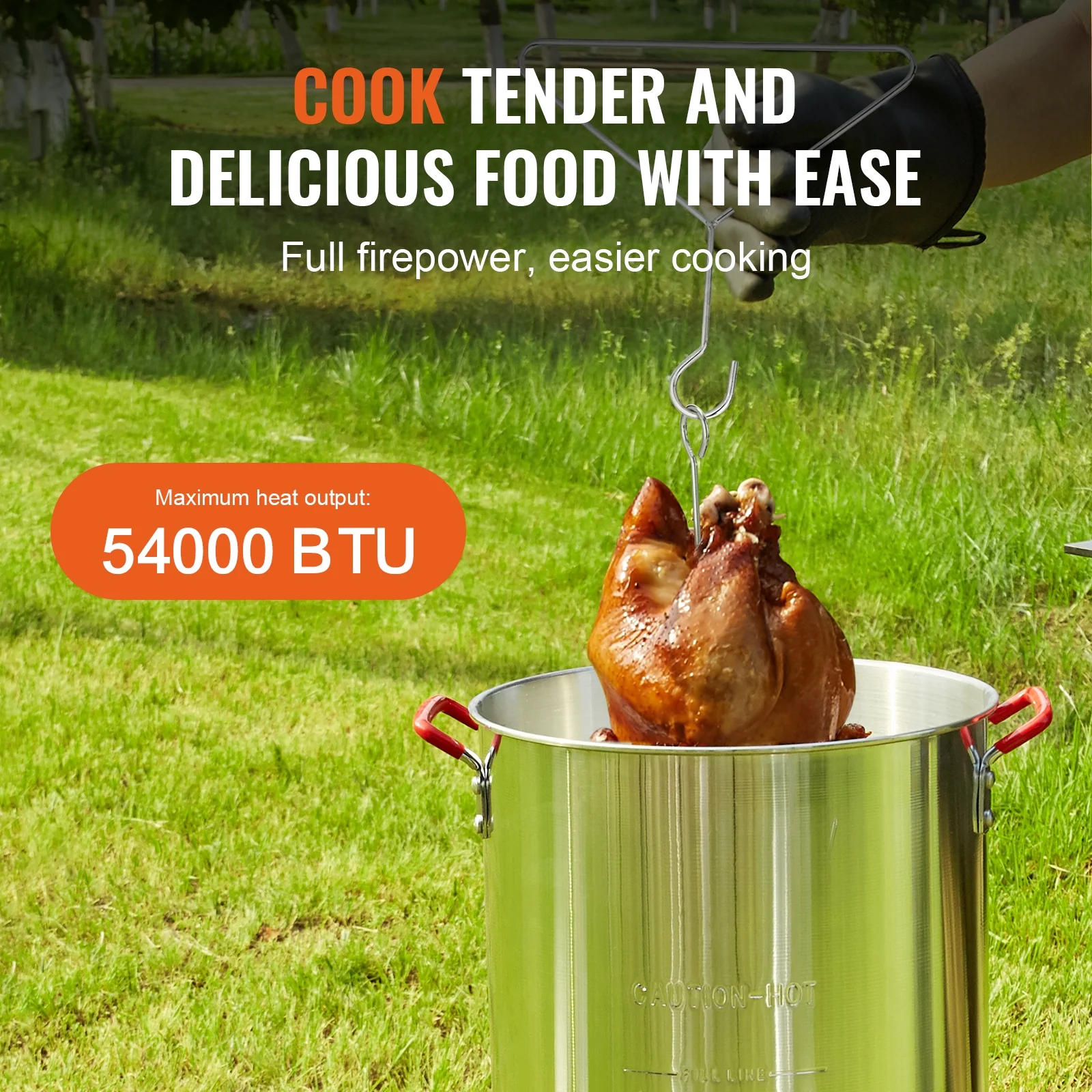 KFFKFF Deep Fryer for Turkey, Set of 30-qt Poultry and 10-qt Fish Steamer Cooker, Outdoor Seafood Frying Pot made of Aluminum, Propane Gas Boiler with 54,000 BTU Burner, Comes with Baskets, Poultry