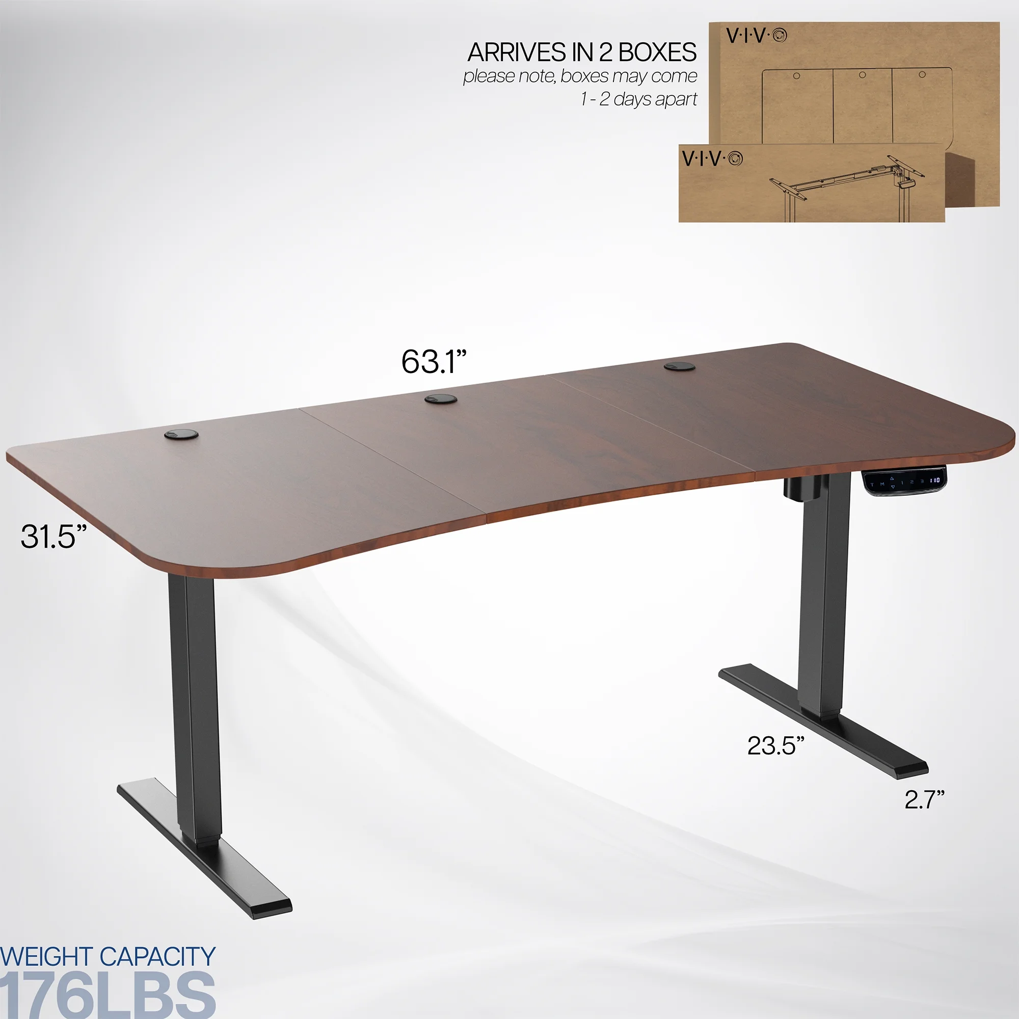 VIVO Reclaimed Wood / Black 63�?x 32�?Electric Height Adjustable Stand Up Desk