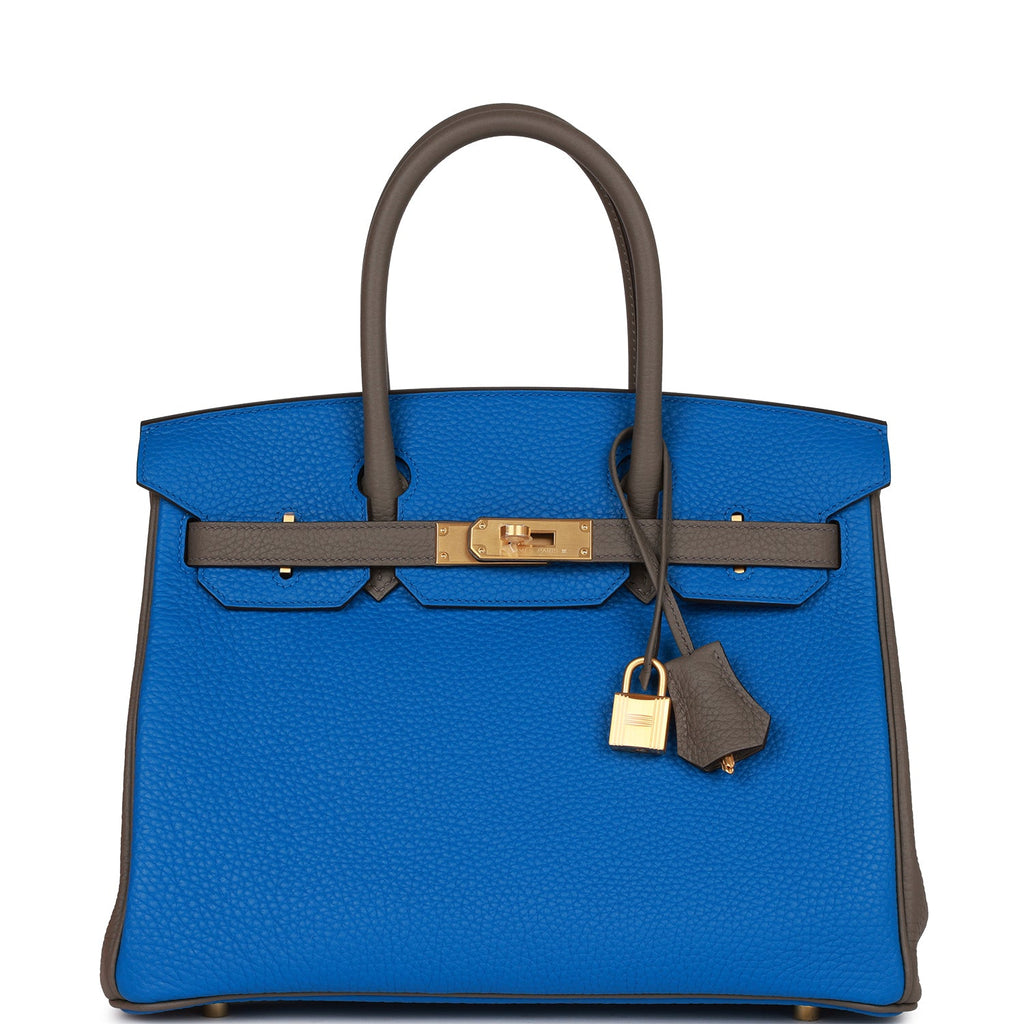 Special Order (HSS) Birkin 30 Bleu Electric and Etain Clemence Brushed Gold Hardware
