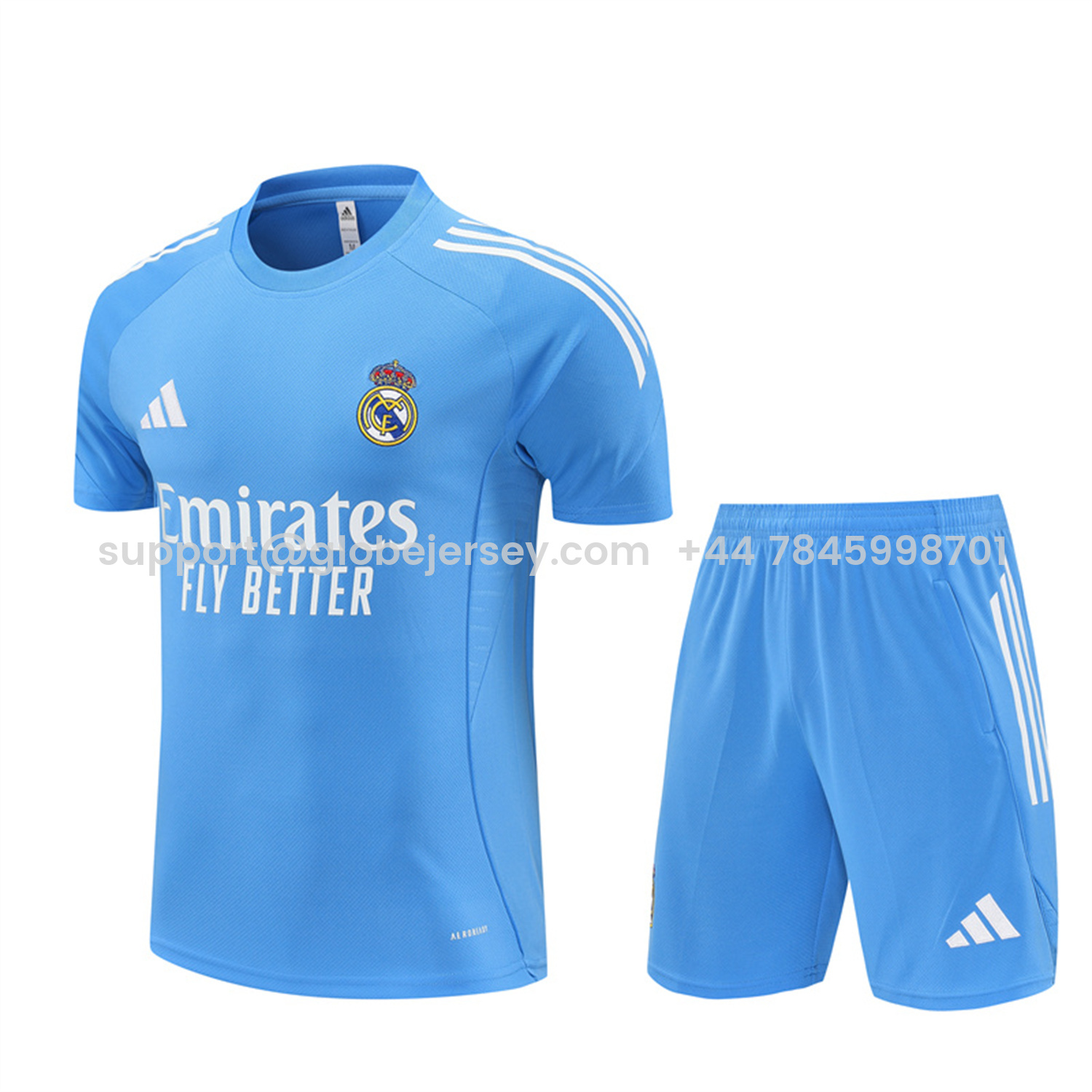 Real Madrid 25-26 Short-Sleeve Training Set - Sky Blue Top and Sky Blue Shorts