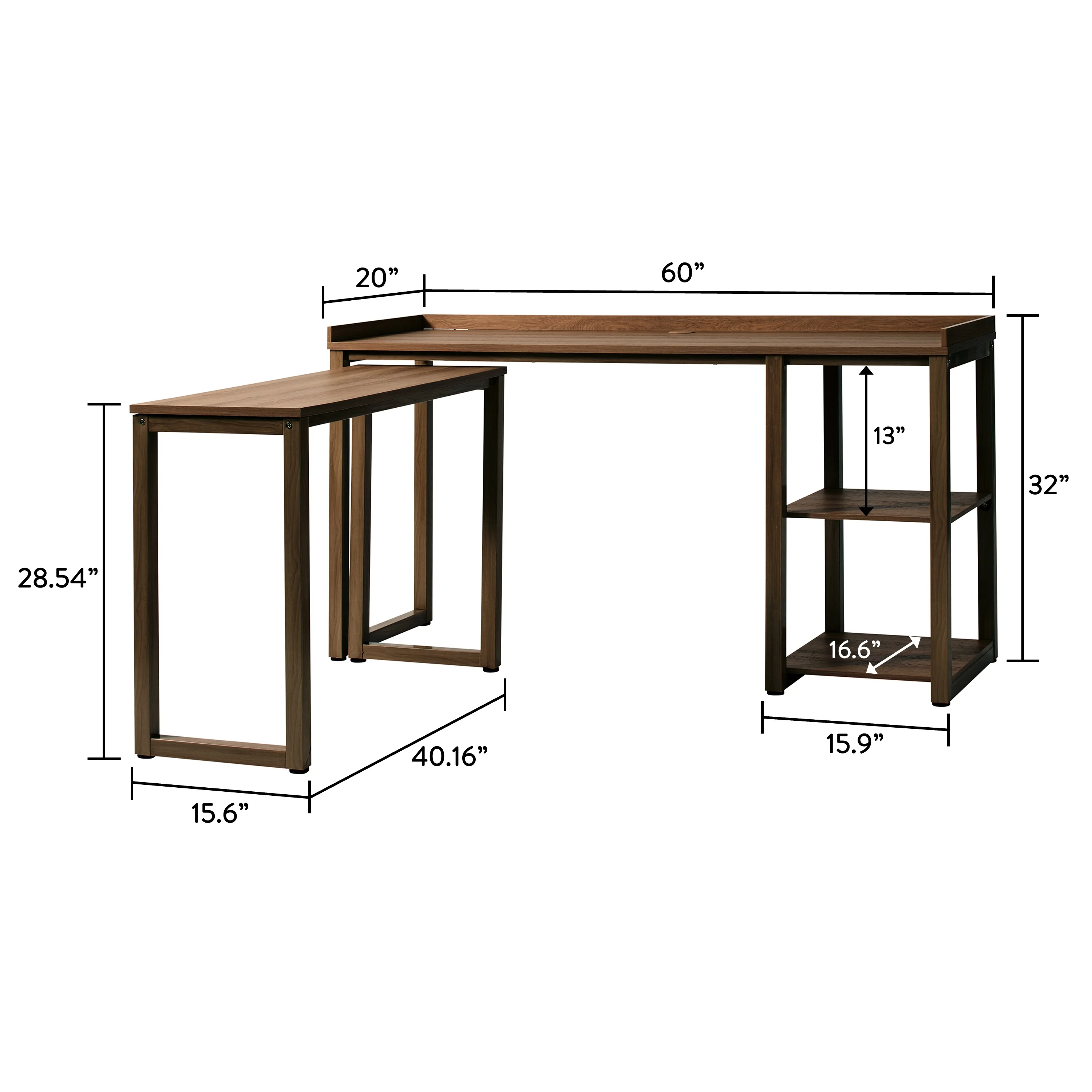 Better Homes & Gardens Ezra Modular L Desk with 2-Cube Storage, Walnut Finish