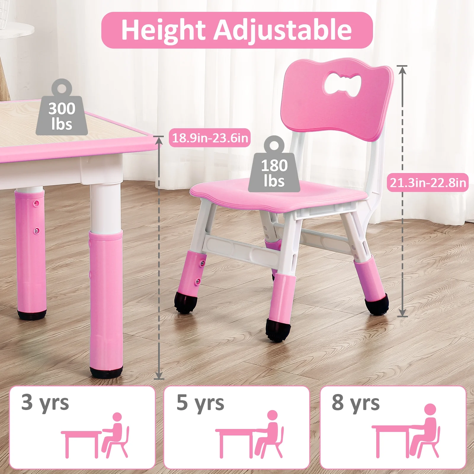 KATIDAP Kids Table and 4 Chairs Set, Height Adjustable Toddler Table and Chair Set, Graffiti Desktop, Classroom/Daycare/Home, Children Multi-Activity Table for Ages 2-8,Blue