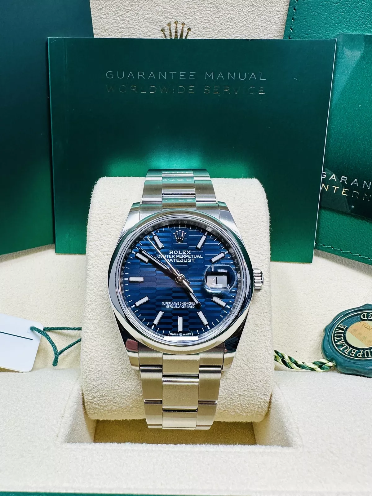 【Super Clone】RLX  Datejust 36mm 126200 Oyster Perpetual Blue Fluted Motif Dial Jubilee Stainless Steel