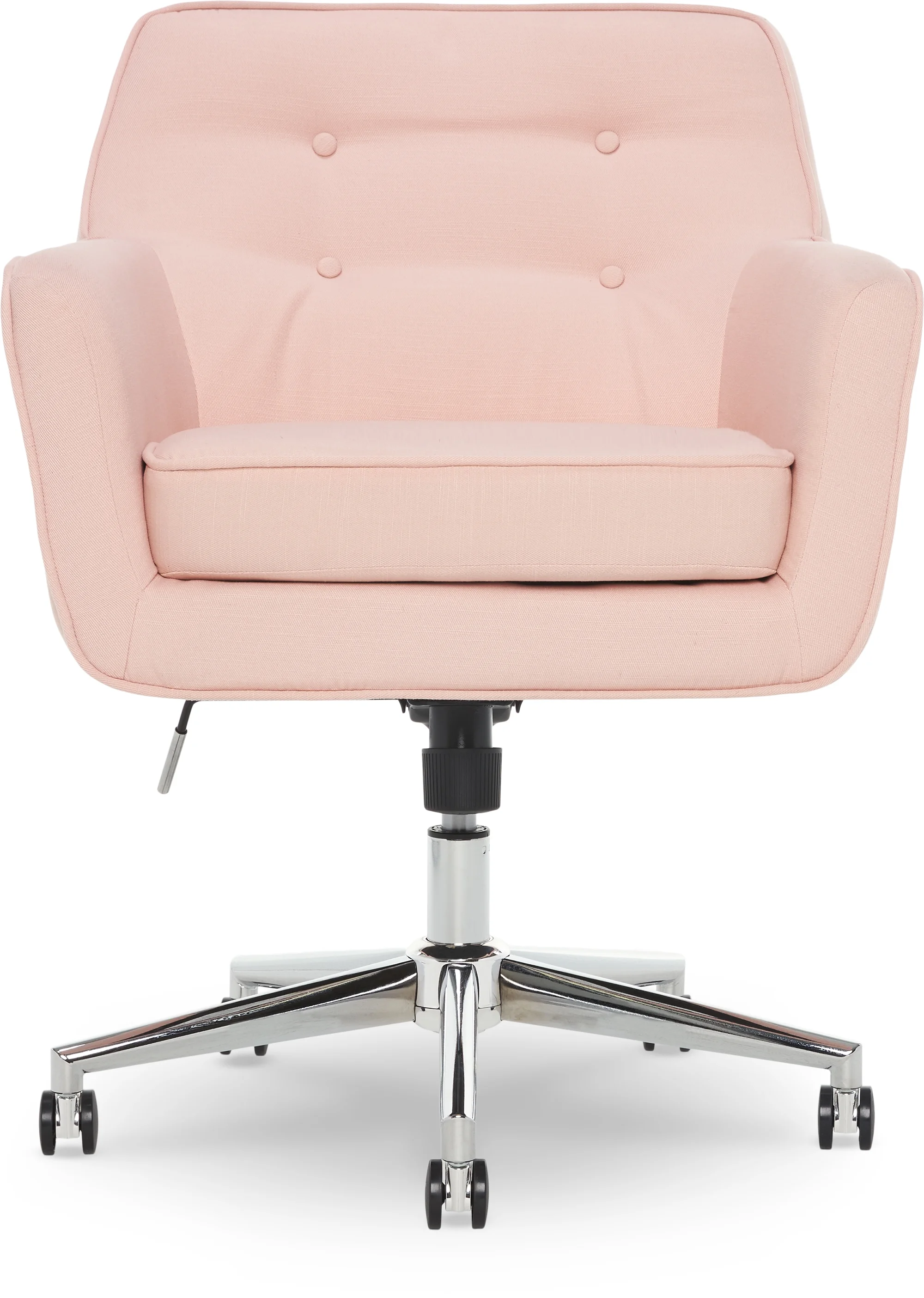 Serta Ashland Office Desk Chair, Button Tufted Mid-Back, Memory Foam Cushion, Chrome Swivel Base, Charcoal