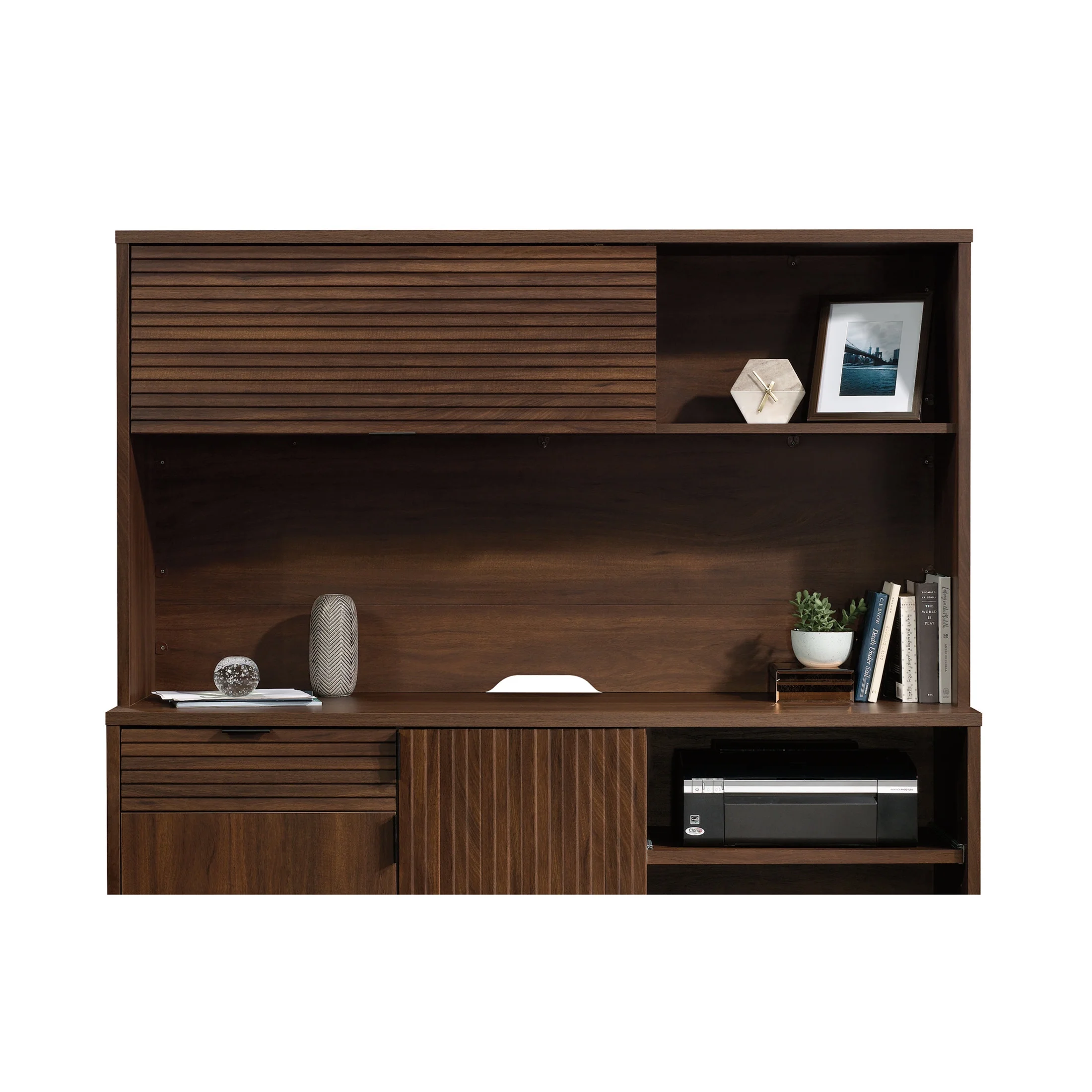 Sauder Englewood Engineered Wood Desk Hutch in Spiced Mahogany