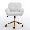 BTMWAY Office Chair, Velvet Upholstered Tufted Button Home Office Chair with Golden Metal Base, Adjustable Height, Swivel Ergonomic Task Chair, Luxury Desk Chair Computer Chair, Beige