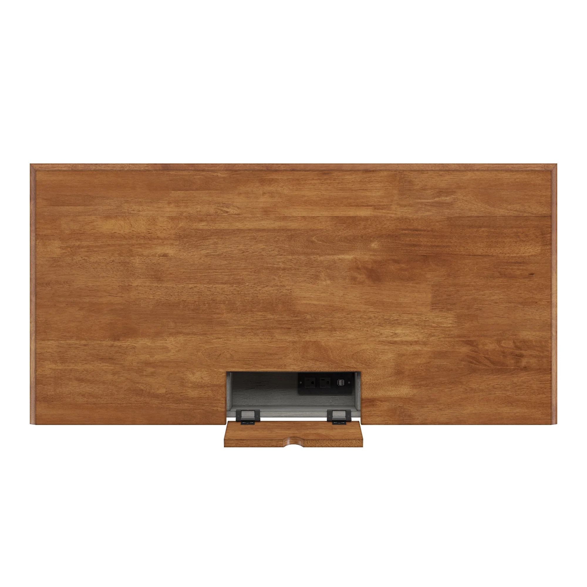 Weston Home Vance 1-Drawer Oak Top Desk with Charging Station, Antique Black