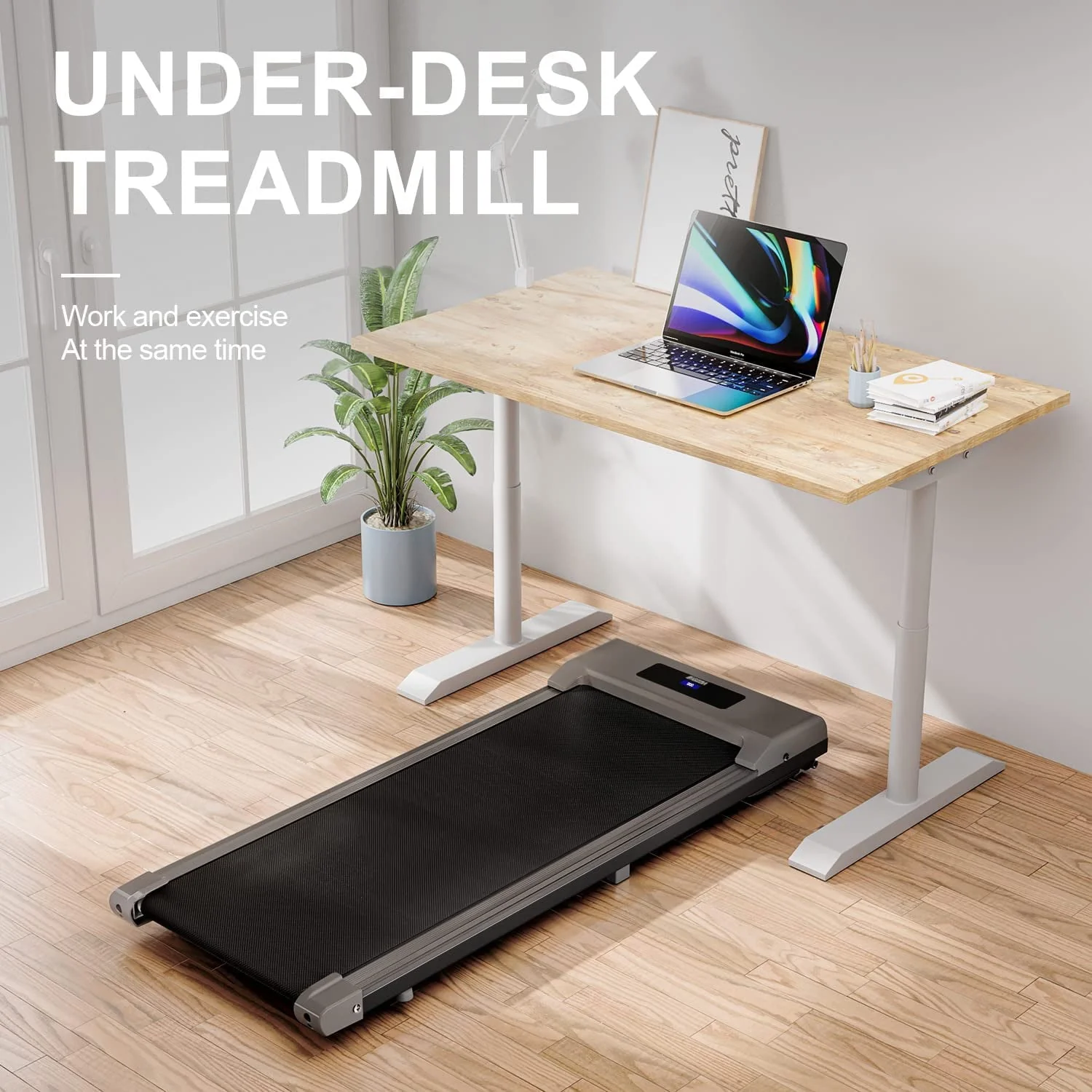 Bigzzia 2.25 HP Under-Desk Walking Treadmill Portable Jogging Exercise Machine with Remote Controller, Walking Treadmill Exercise Maximum Weight 265lbs