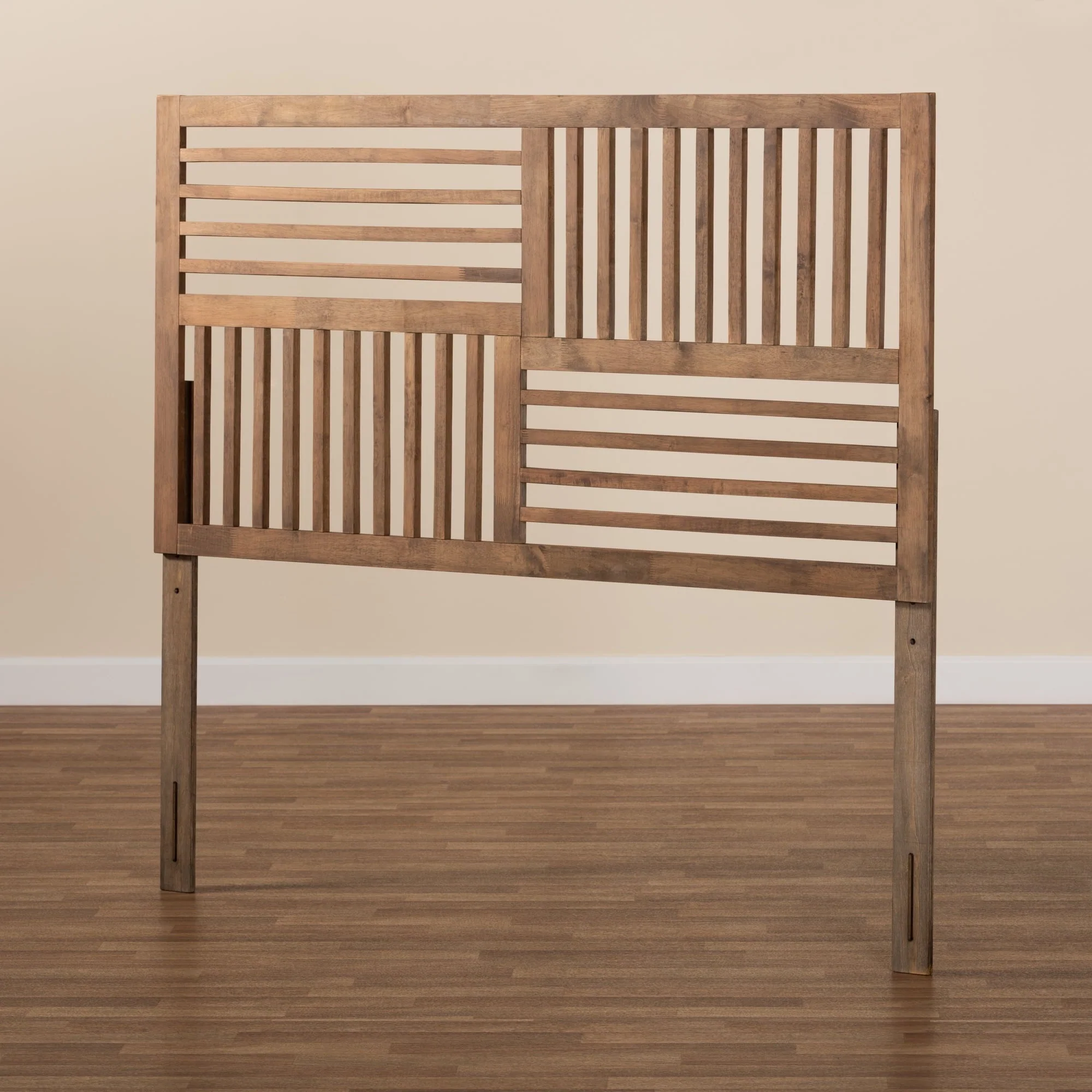 Baxton Studio Adler Contemporary/Modern Slat Back Support Wood Headboard, Full, Ash Walnut