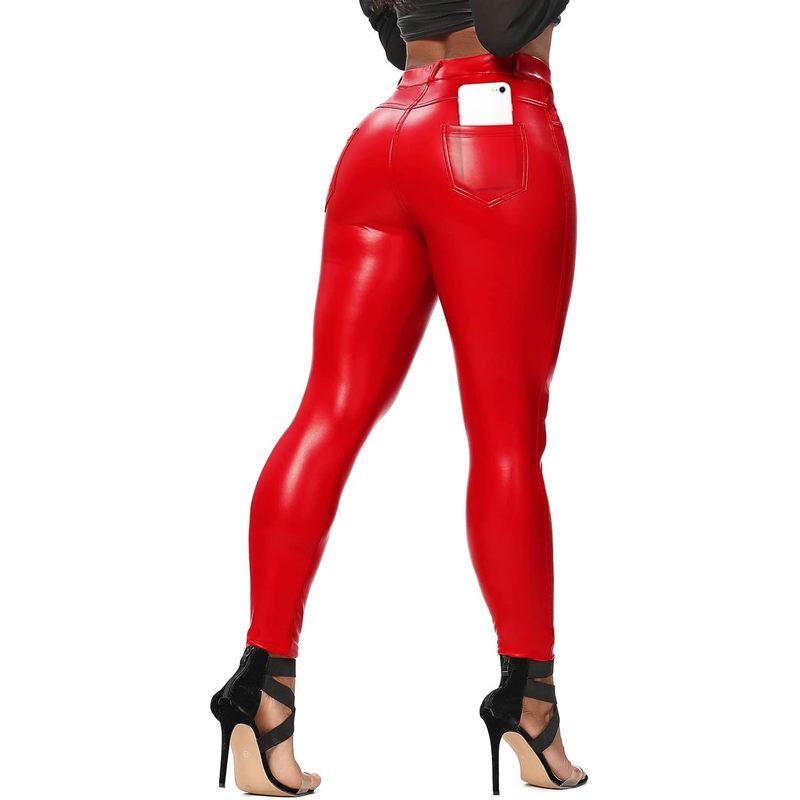 Women's Faux Leather Leggings Pants PU Elastic