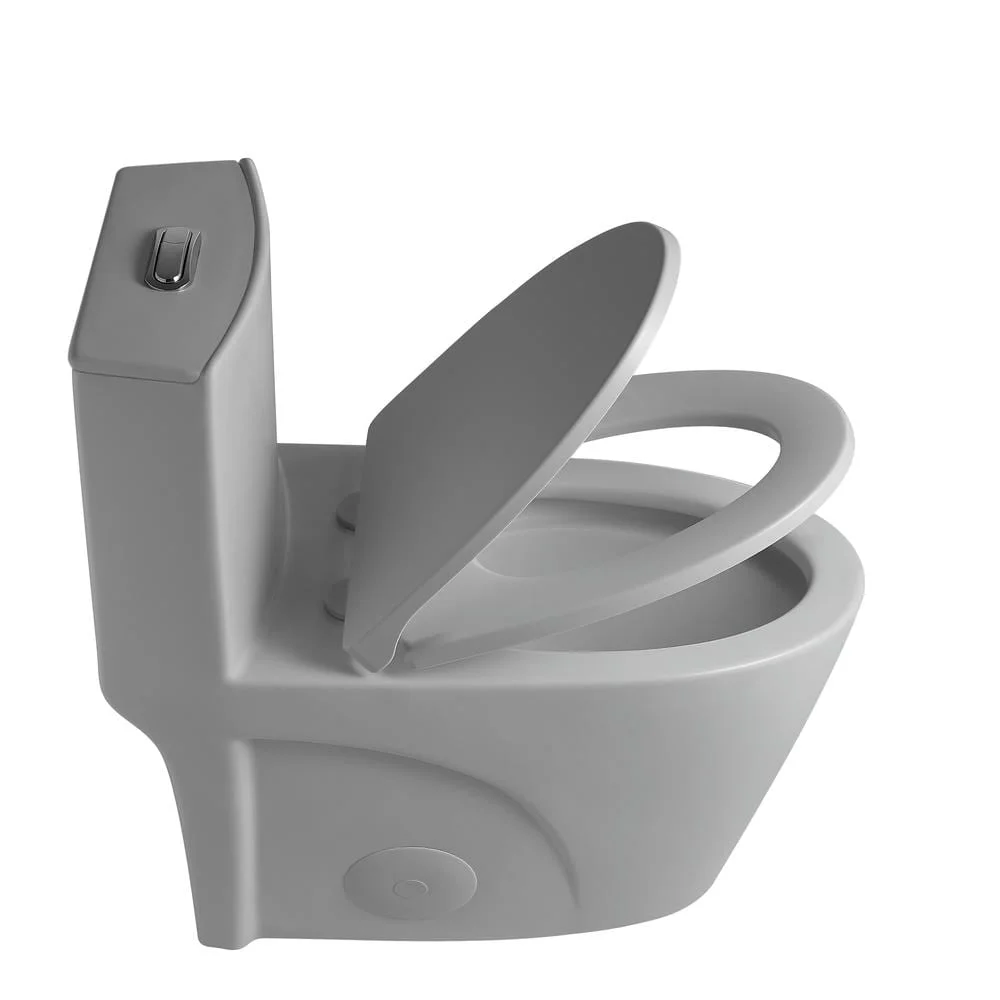 Spaco 1.1/1.6 GPF Dual Flush One-Piece Toilet, Button on Tank top S-trap 12 inches, Elongated Bowl with Soft Close Seat, Water-Saving MAP 1000g, Comfort Chair Seat ADA Height, Light Gray