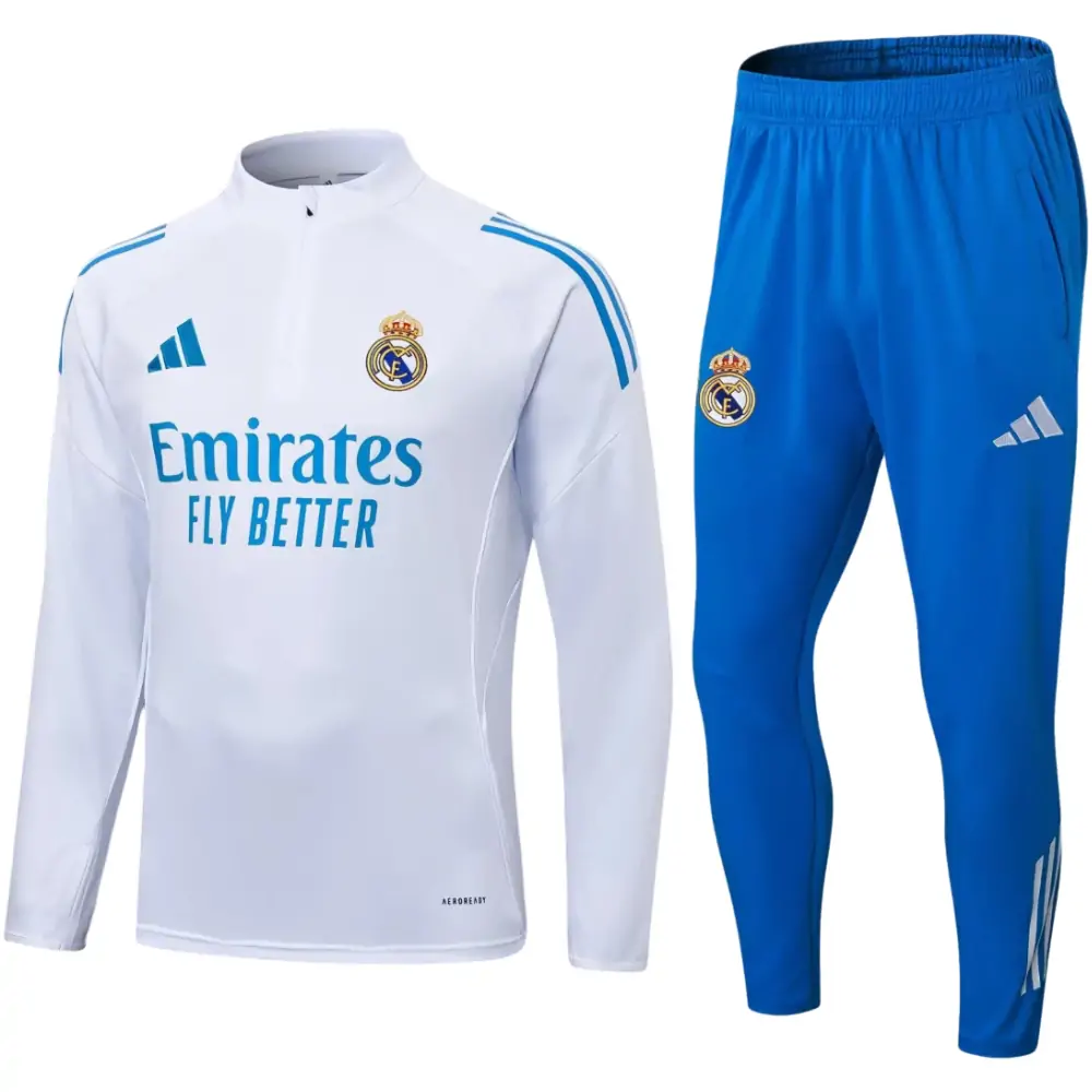 2025/26 Real Madrid white and blue training jersey