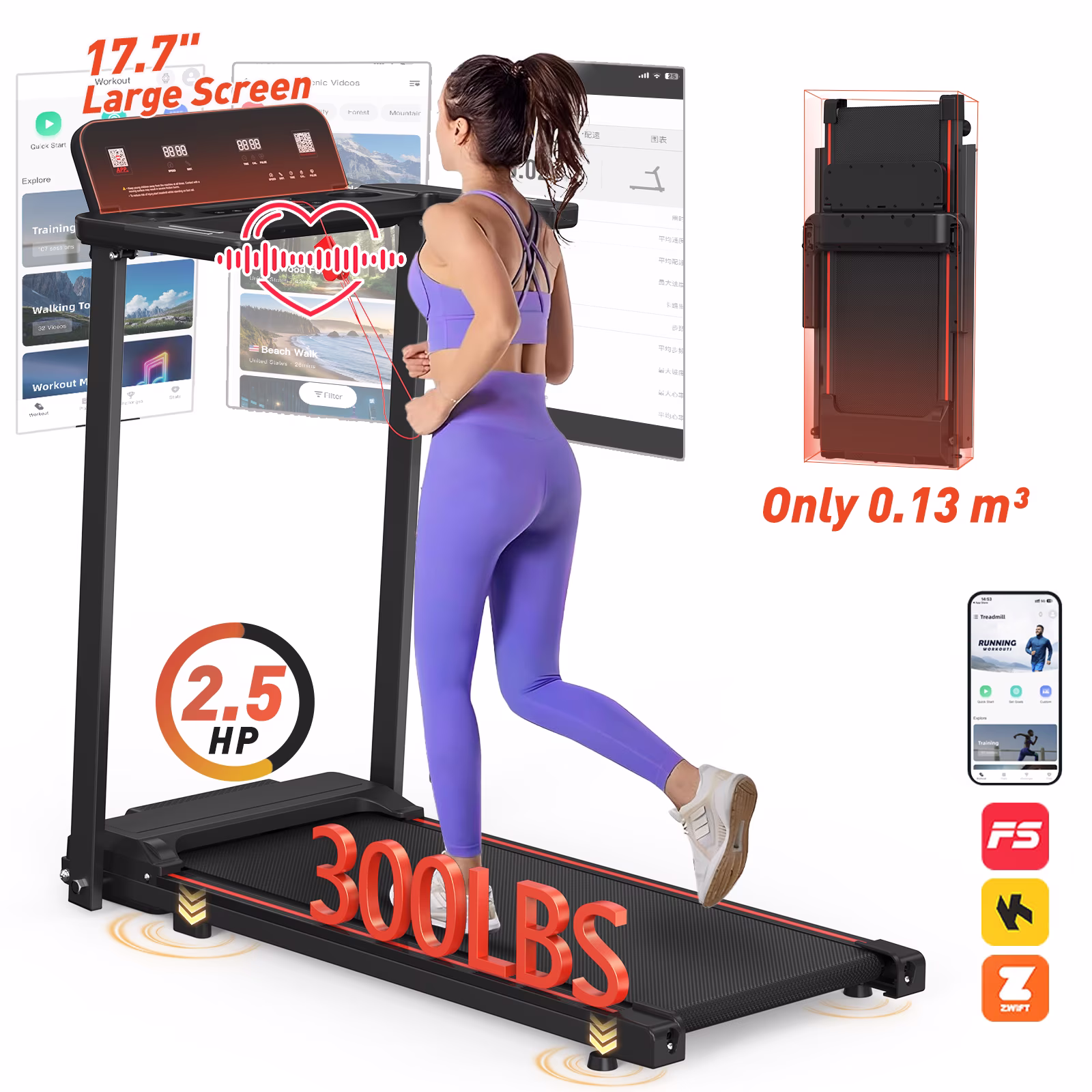 [TREADMILL CLEARANCE] FYC 2.5HP Folding Treadmill with Adjustable Height Desk & Incline - Compact Electric Treadmill Bluetooth Speaker for Running Walking Foldable Portable  (Silver)