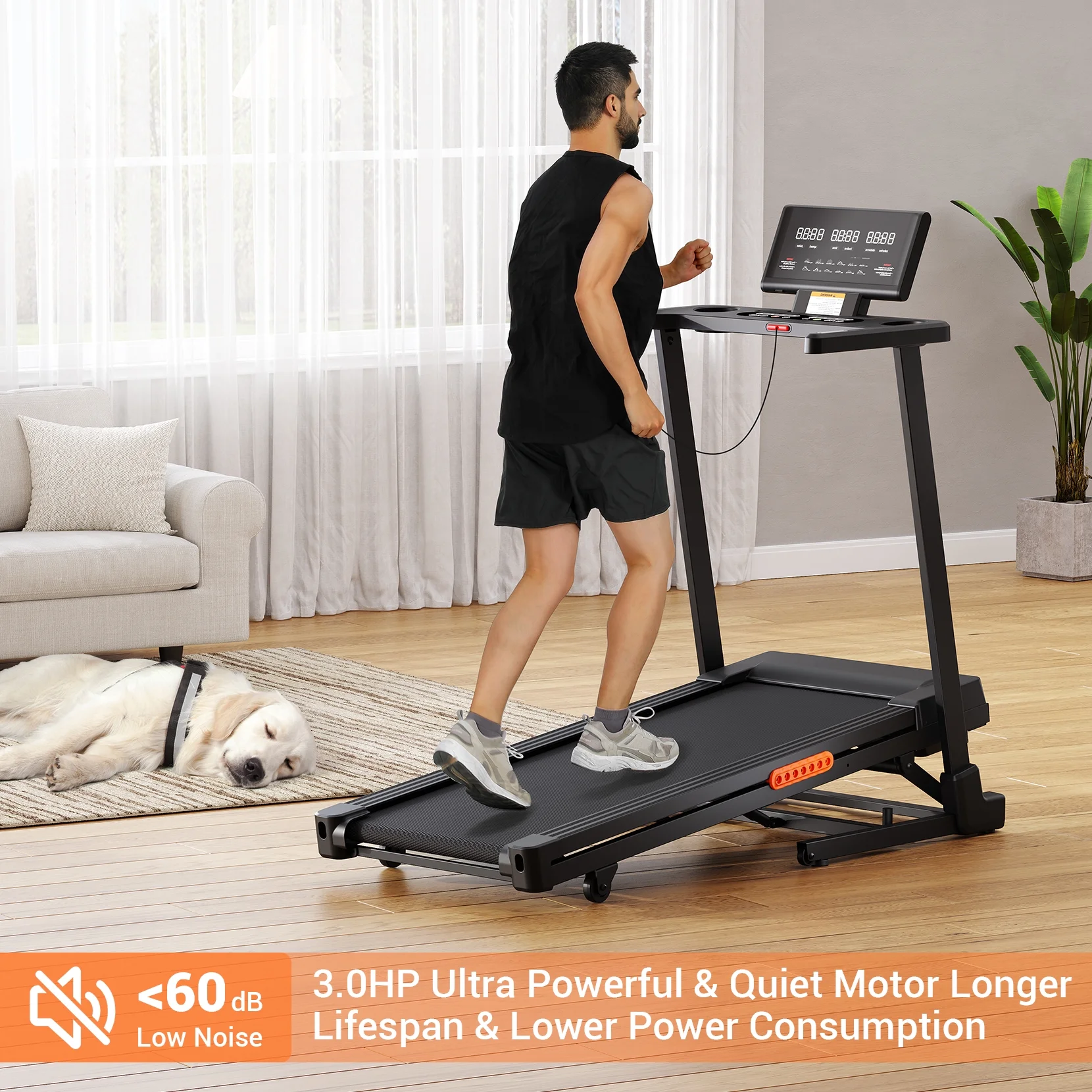 Foldable Treadmill, Dprodo 2-in-1 Walking Pad 3.0HP Under Desk Treadmill, Widened 18.1 inche Running Belt,Speeds 0.5-8Mph Exercise Treadmill 350 lbs Capacity with App Connection, Remote