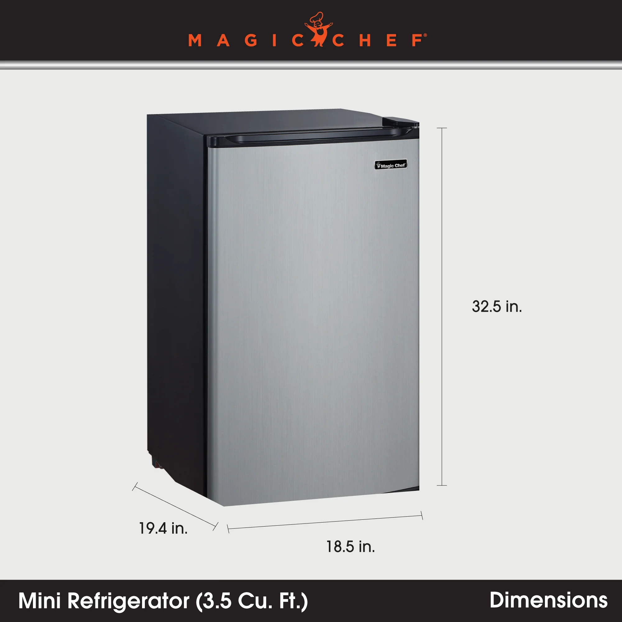 Magic Chef  New 18.5 inch Width 3.5 Cu. ft. Compact Refrigerator with  Single Door