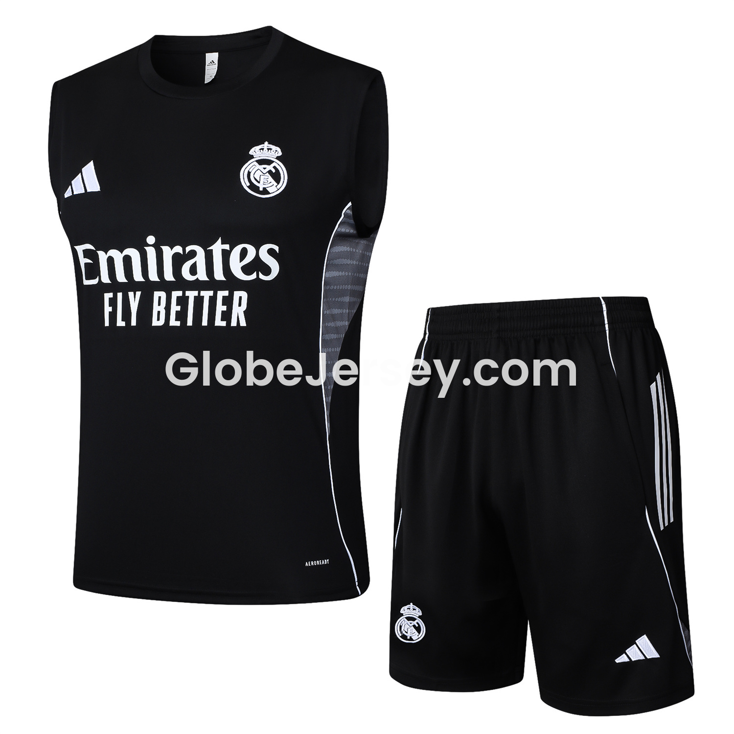 Real Madrid 25-26 Vest Training Set - Black Vest and Black Shorts