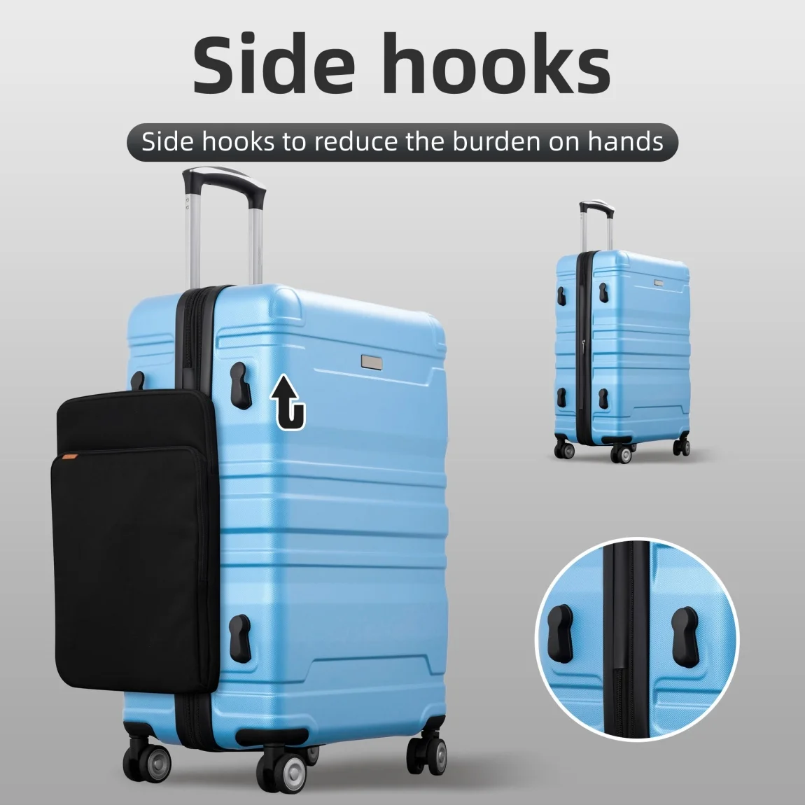 Luggage Sets New Model Expandable ABS Hardshell 3pcs Clearance Luggage Hardside Lightweight Durable Suitcase sets Spinner Wheels Suitcase with TSA Lock 20''24''28''(blue and brown)