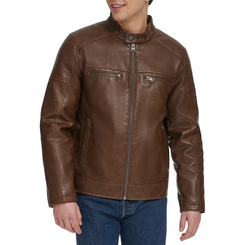 Men's Faux Leather Racer Jacket