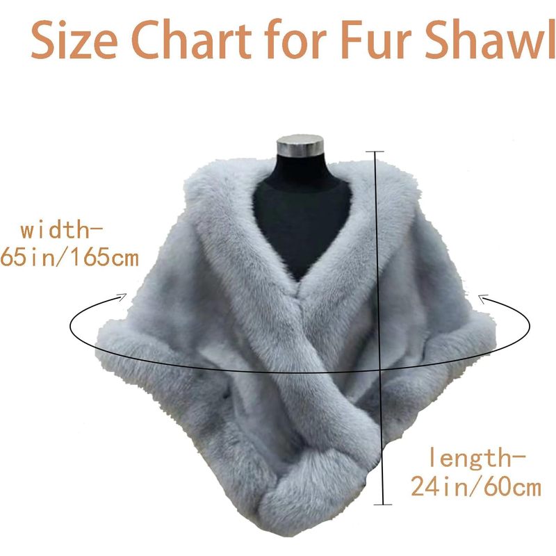 Women's Faux Fur Shawl Luxury Long Shawl Coat