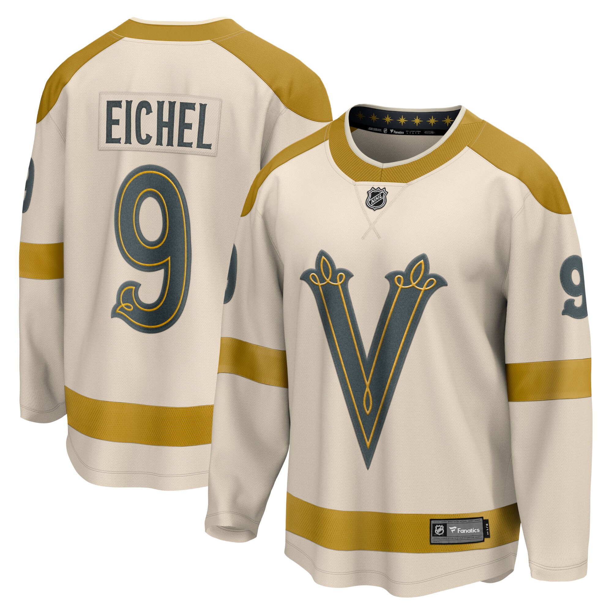 Jack Eichel Vegas Golden Knights Fanatics 2024 NHL Winter Classic Breakaway   Jersey – Cream