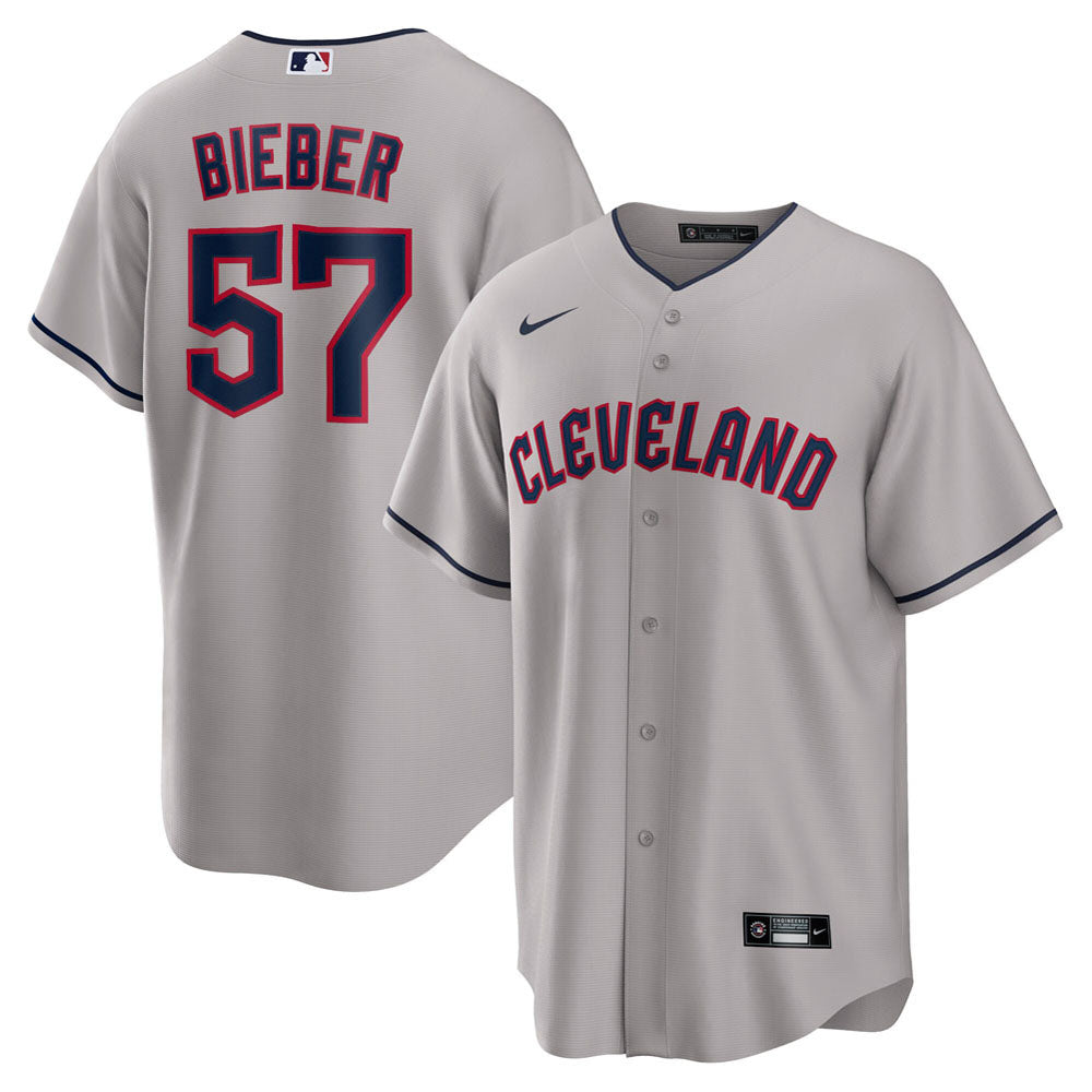 Men's Cleveland Guardians Shane Bieber Road Player Jersey - Gray