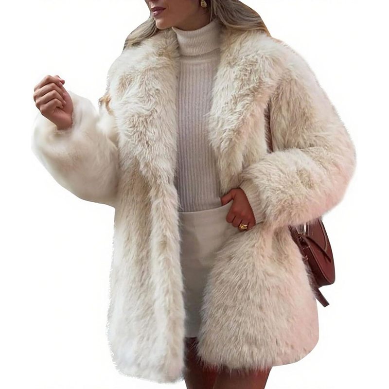 Women's Long Faux Fur Coats Fluffy Faux Fur Jacket Long
