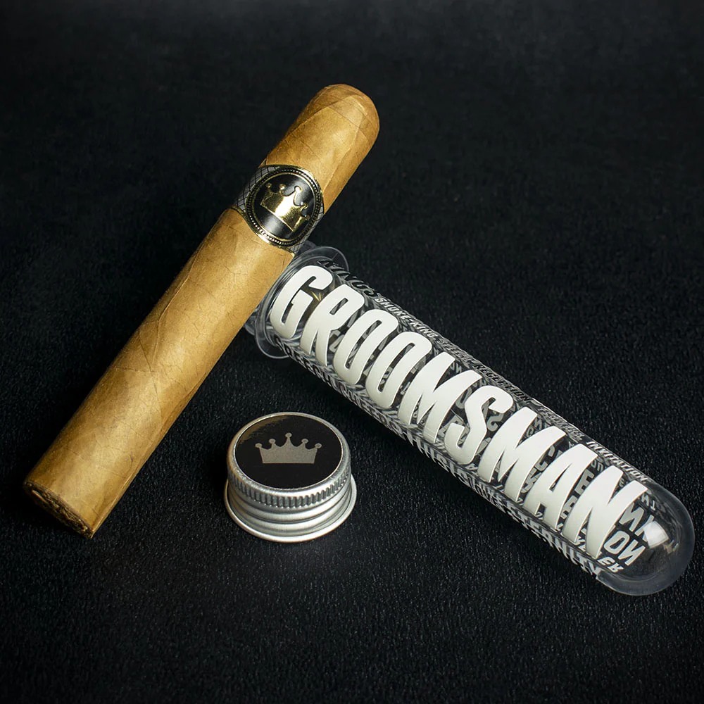 Wedding Cigar Gift Tube + Smoke-King Robusto - Groomsman