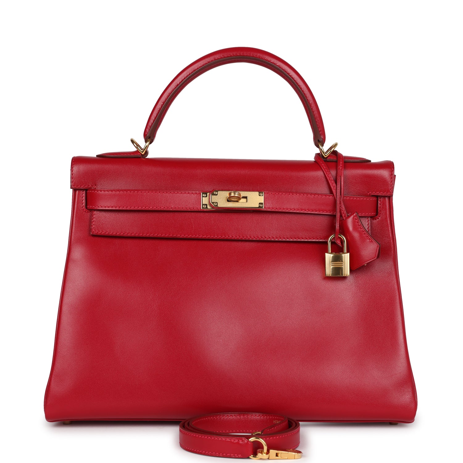 Kelly Retourne 32 Rouge Vif Tadelakt Gold Hardware