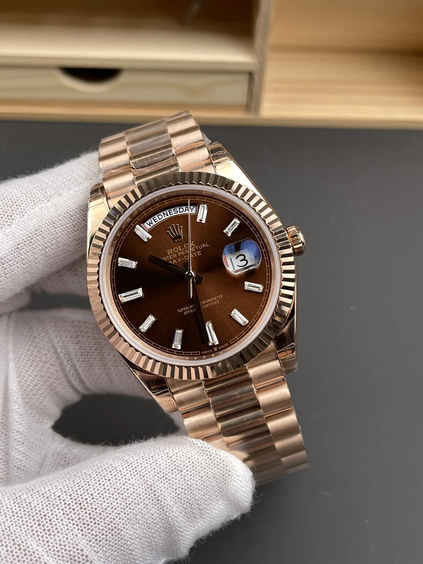 Rolex Day-Date Coffee Baguette Diamond 40mm
