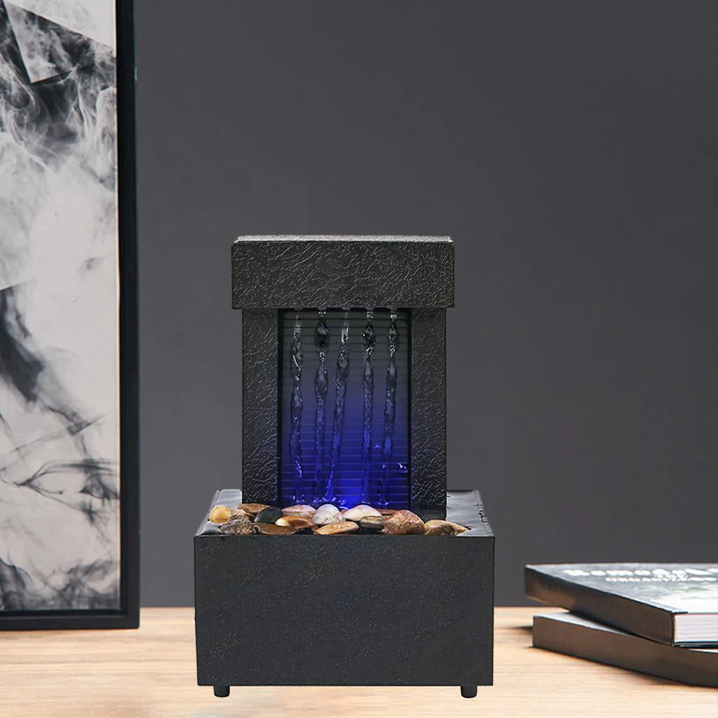 Desktop Waterfall Fountain USB/AA Battery Fengshui Water Fountain for Living Room Indoor Meditation Relaxation