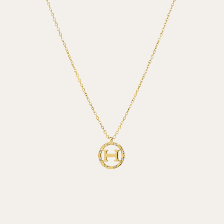 Hermès H Circle Pendant Necklace Gold-Tone