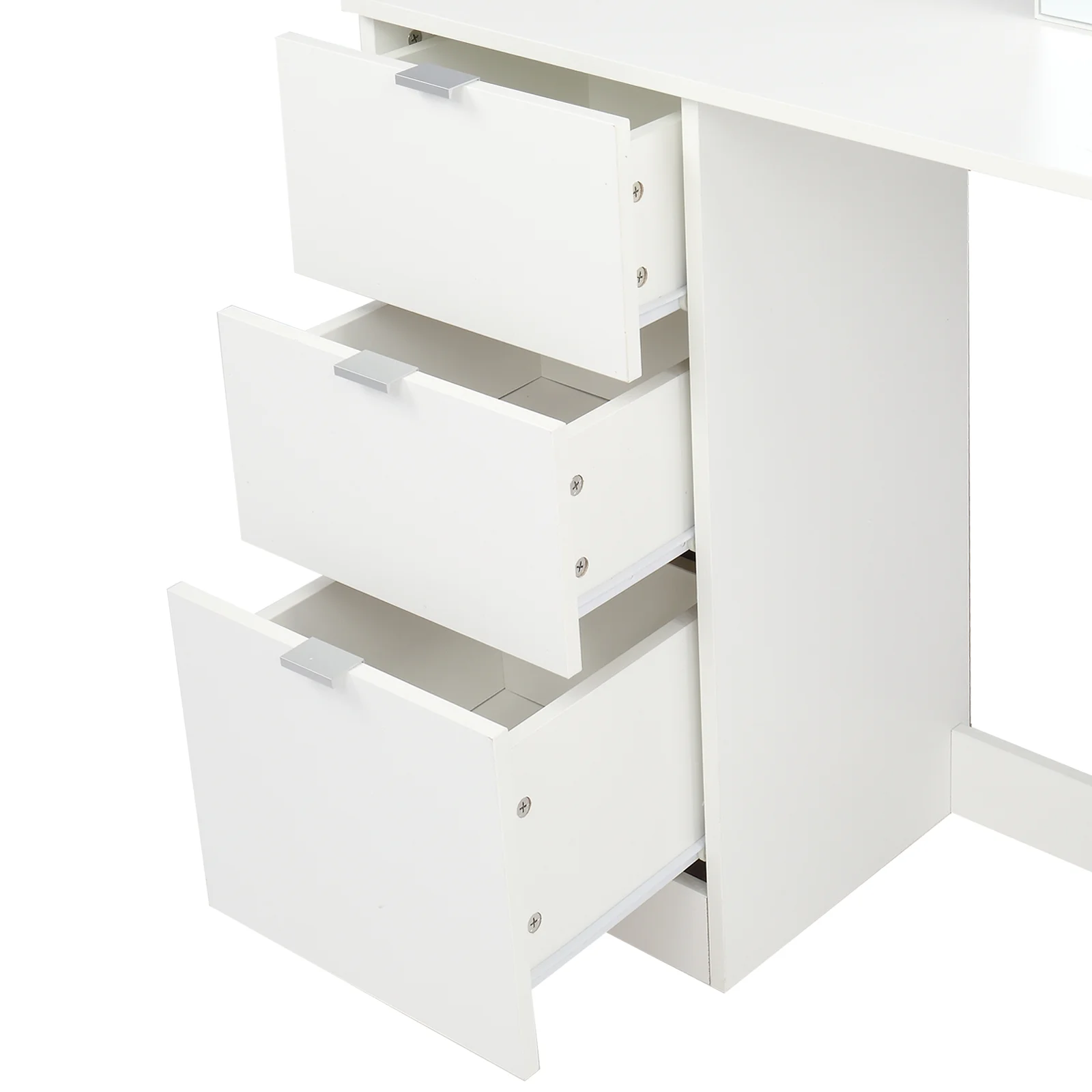 Ktaxon Vanity Set with 3 Color Lighted Mirror, Makeup Table with 6 Drawers, Dressing Table Makeup Desk with Stool,White