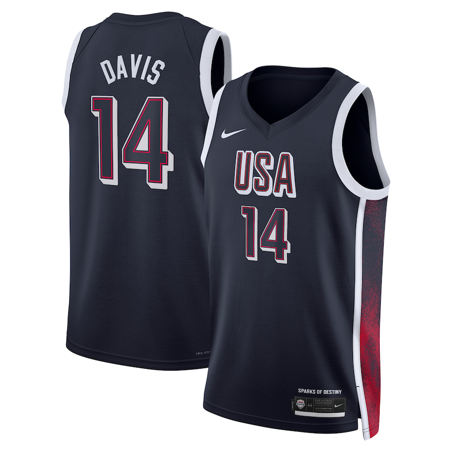 2024 Paris Olympic Games USA Dream Team #14 Anthony Davis Hot Pressed Jersey