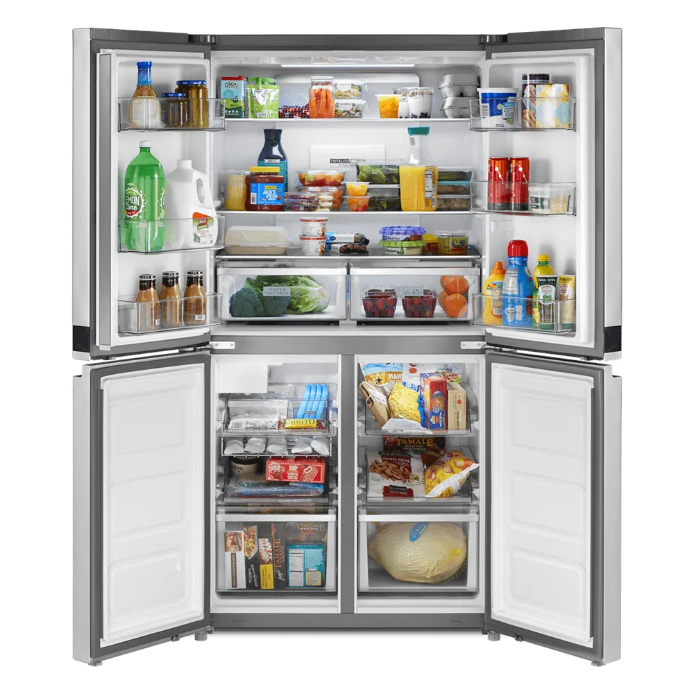 Whirlpool Counter Depth 4 Door Refrigerator, Metallic Steel, 36
