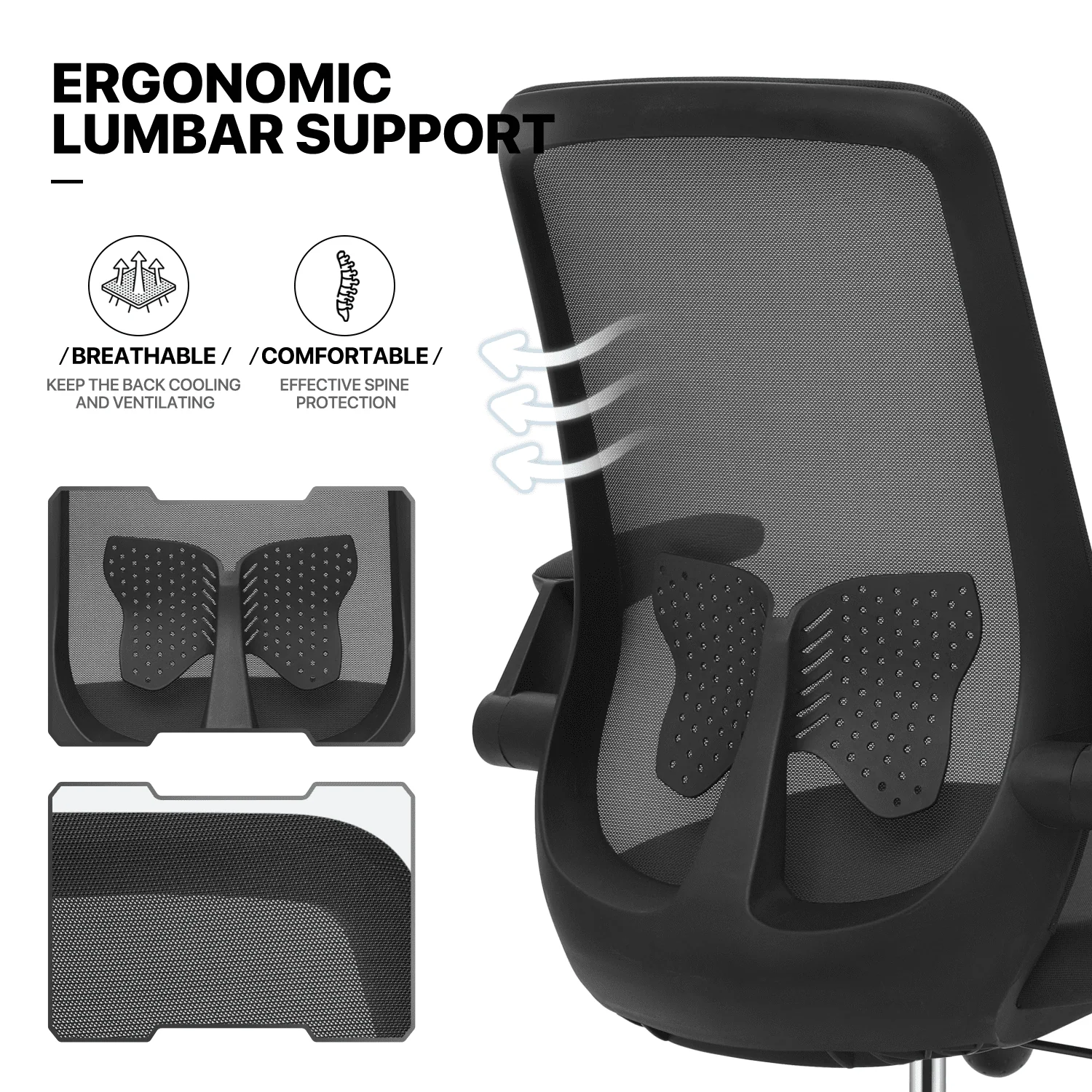 Magshion Computer Desk & Chair Set, Adjustable Height Rolling Office Chair with Flip Up Armrest & 2-Tier Table with Monitor Storage Shelf and Host Rack, Black