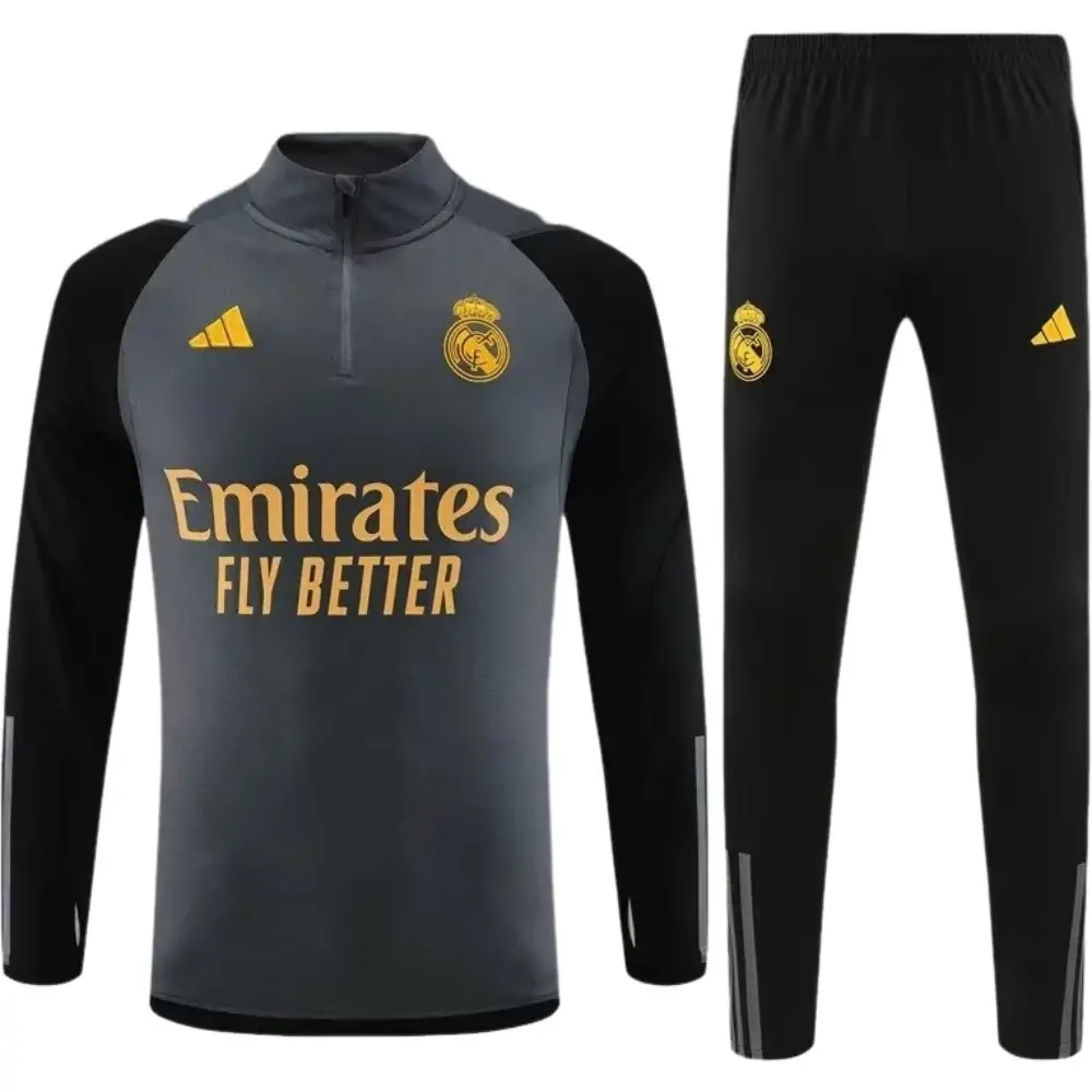 2023/2024 Real Madrid half-pull training suit dark gray suit 1:1 Thai quality