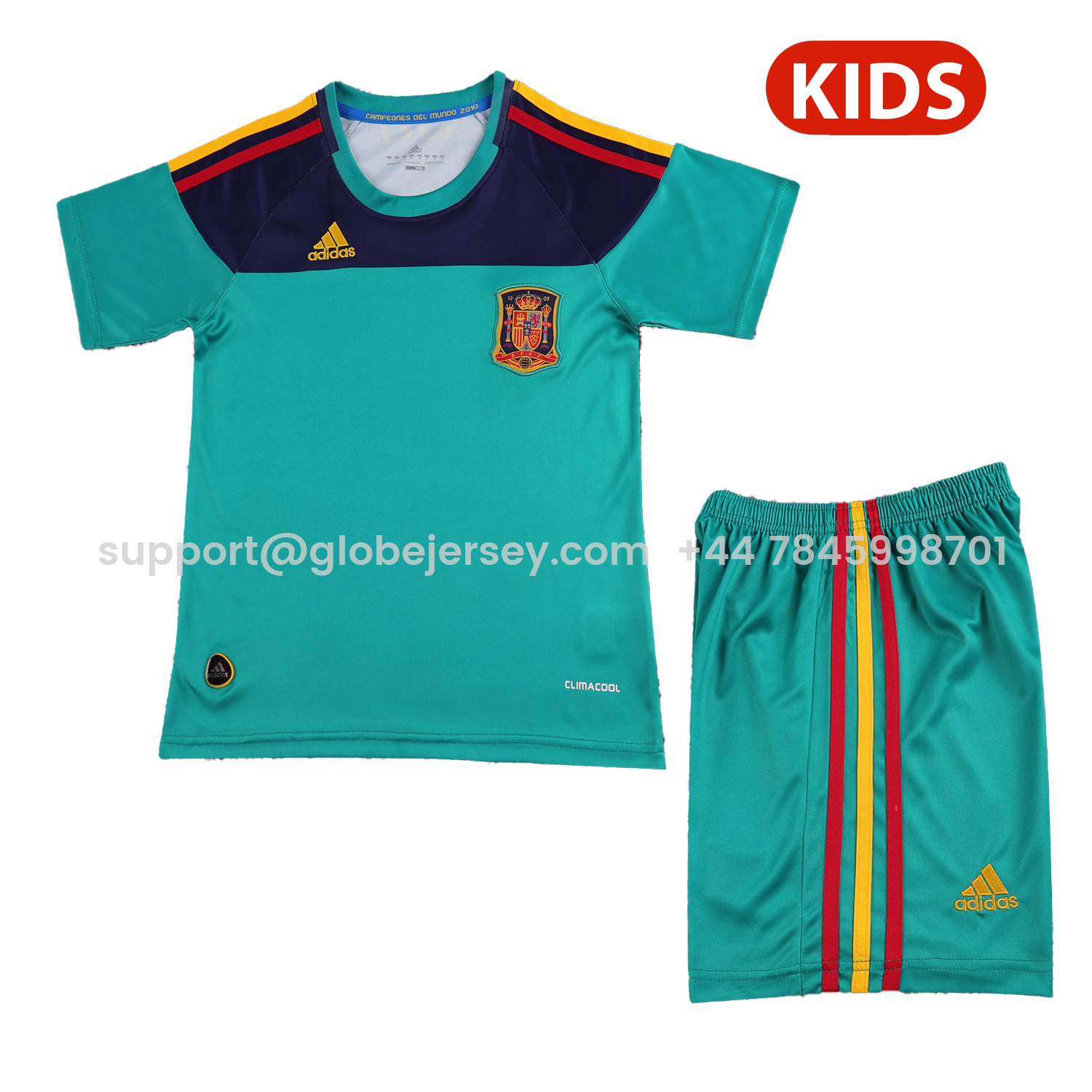 Retro Spain 2010 Green Goalkeeper Kids Kit