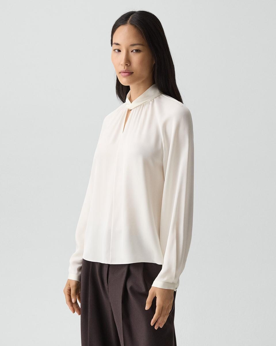 Twist Neck Top in Silk Georgette