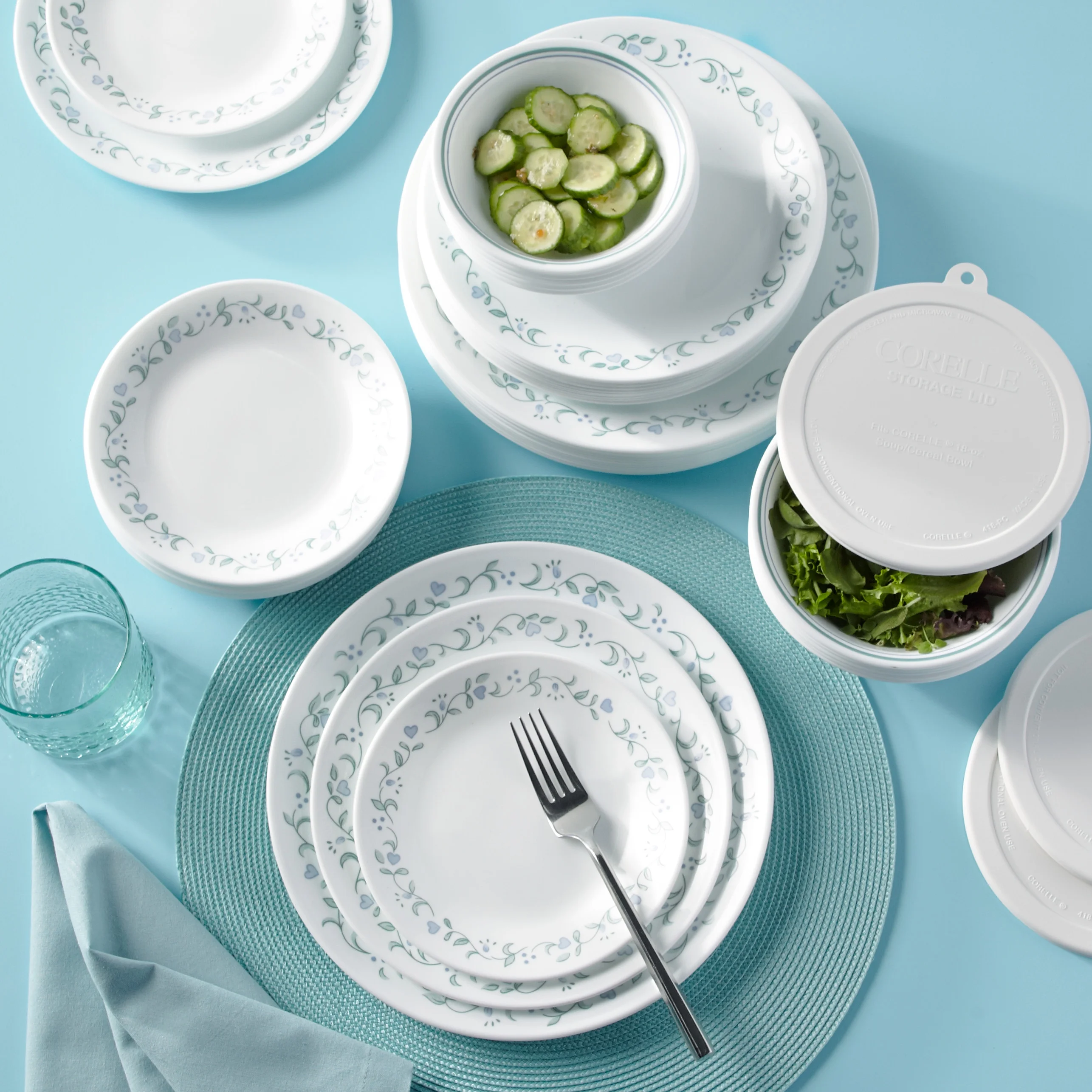 Corelle Country Cottage 66-Piece Glass Dinnerware Set (Service for 12)