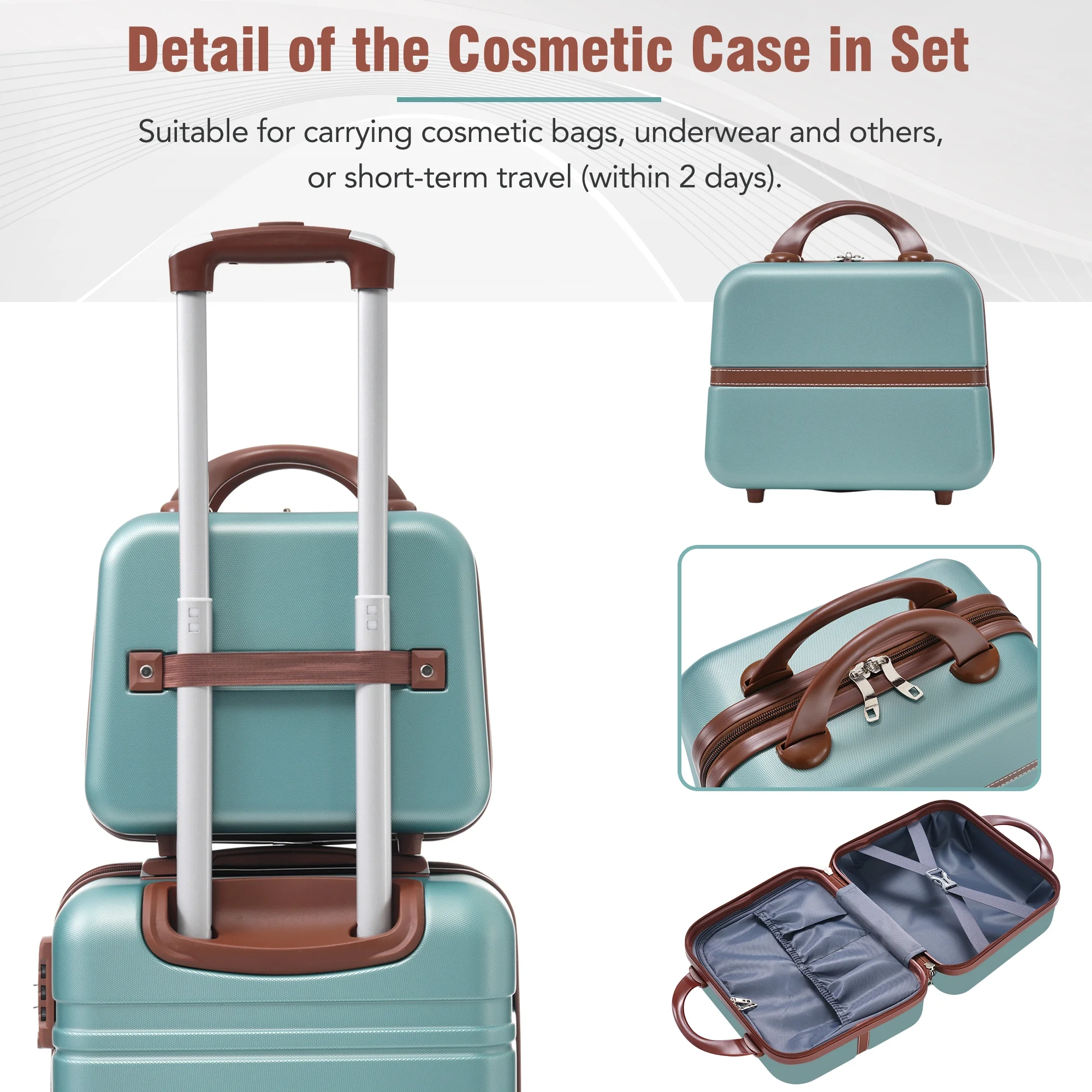 EUROCO 4-Piece Luggage Sets,Hardside Expandable Carry On Suitcase with TSA Lock,Cosmetic Case and Double Spinner Wheels,Lightweight Travel Luggage(20