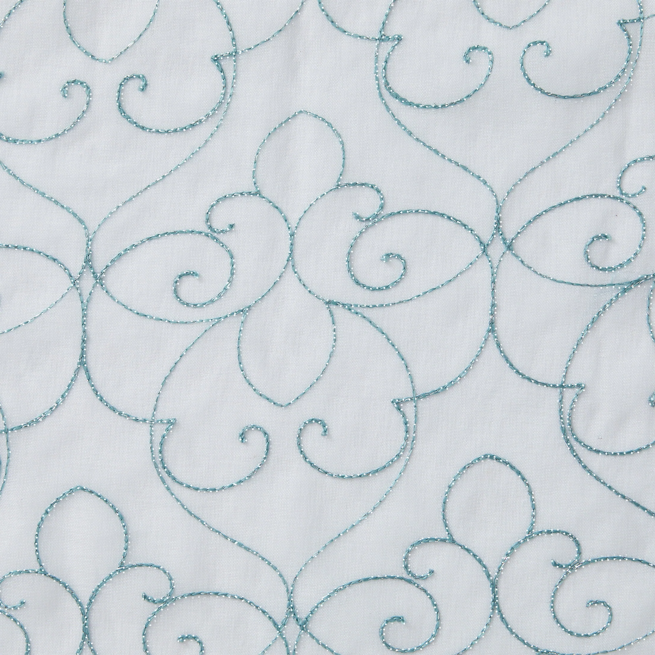 Mainstays Modern Scroll Aqua Rod Pocket Sheer Curtain Set, 28
