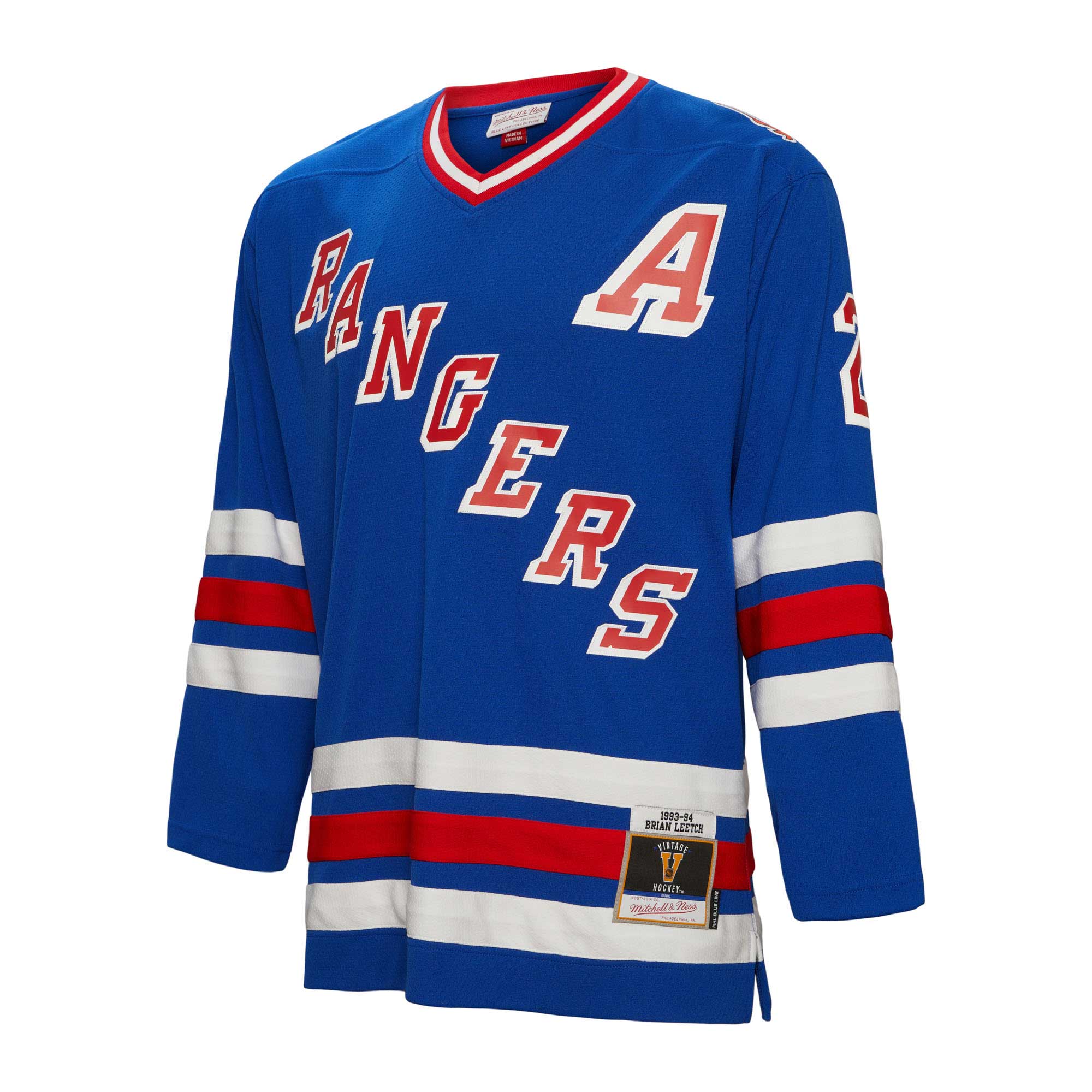 Brian Leetch New York Rangers Mitchell & Ness Alternate Captain Patch 1993/94 Blue Line   Jersey – Blue