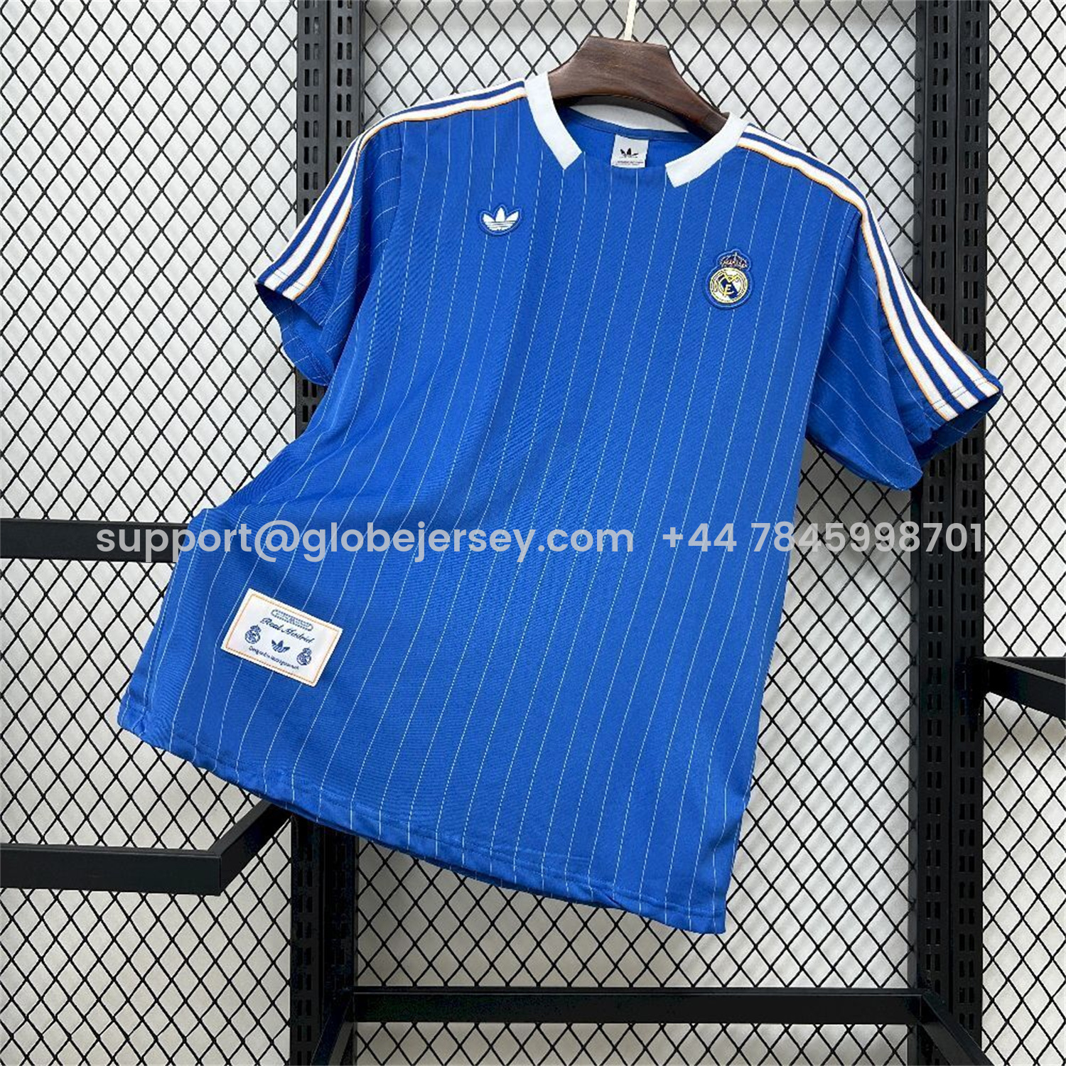 Real Madrid 25-26 Trefoil White Lines Blue Travel Jersey - Fans Version