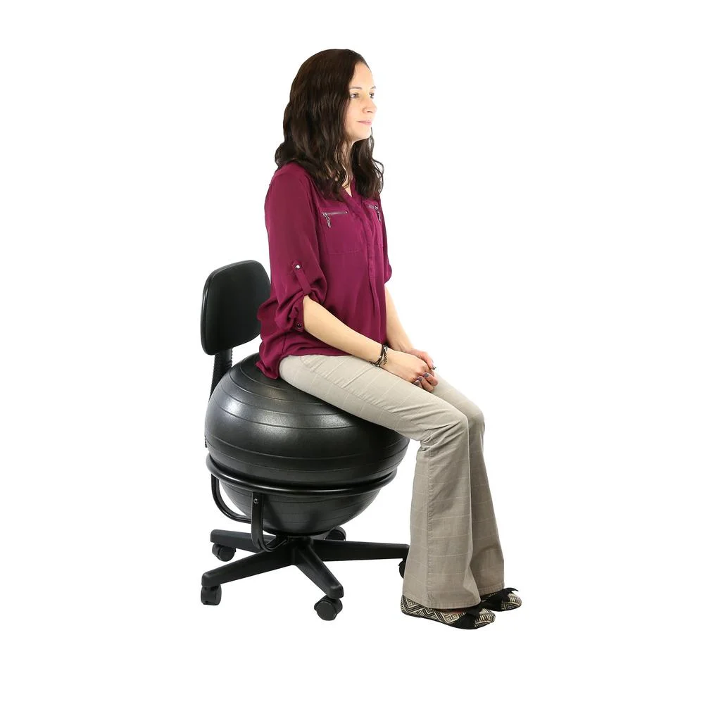 CanDo Metal Ball Chair Inflatable Ergonomic Active Seating Exercise Ball Chair With Air Pump for Home, Office, and Classroom