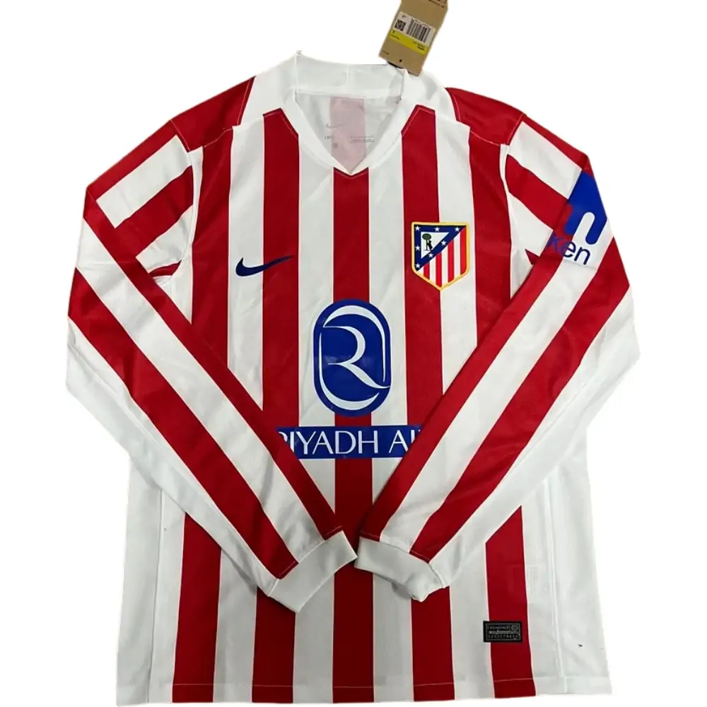 2025-26 Atletico Madrid Home Long-Sleeve Jersey, 1:1 Thai Version Quality - Fans Edition